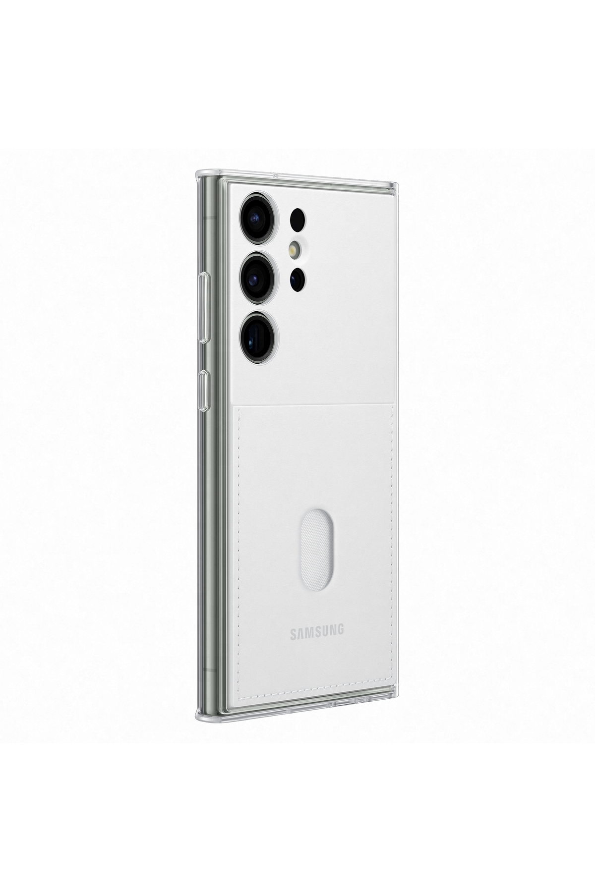 Samsung Galaxy S23 Ultra Çerçeveli & Kart Yuvalı Kılıf - Beyaz