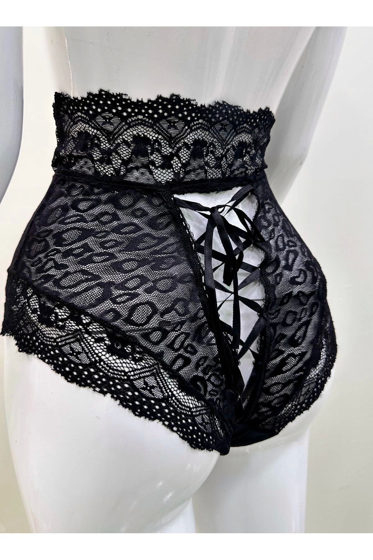 roztomily-Black Lace High Waist Panties Venus-K1013 3