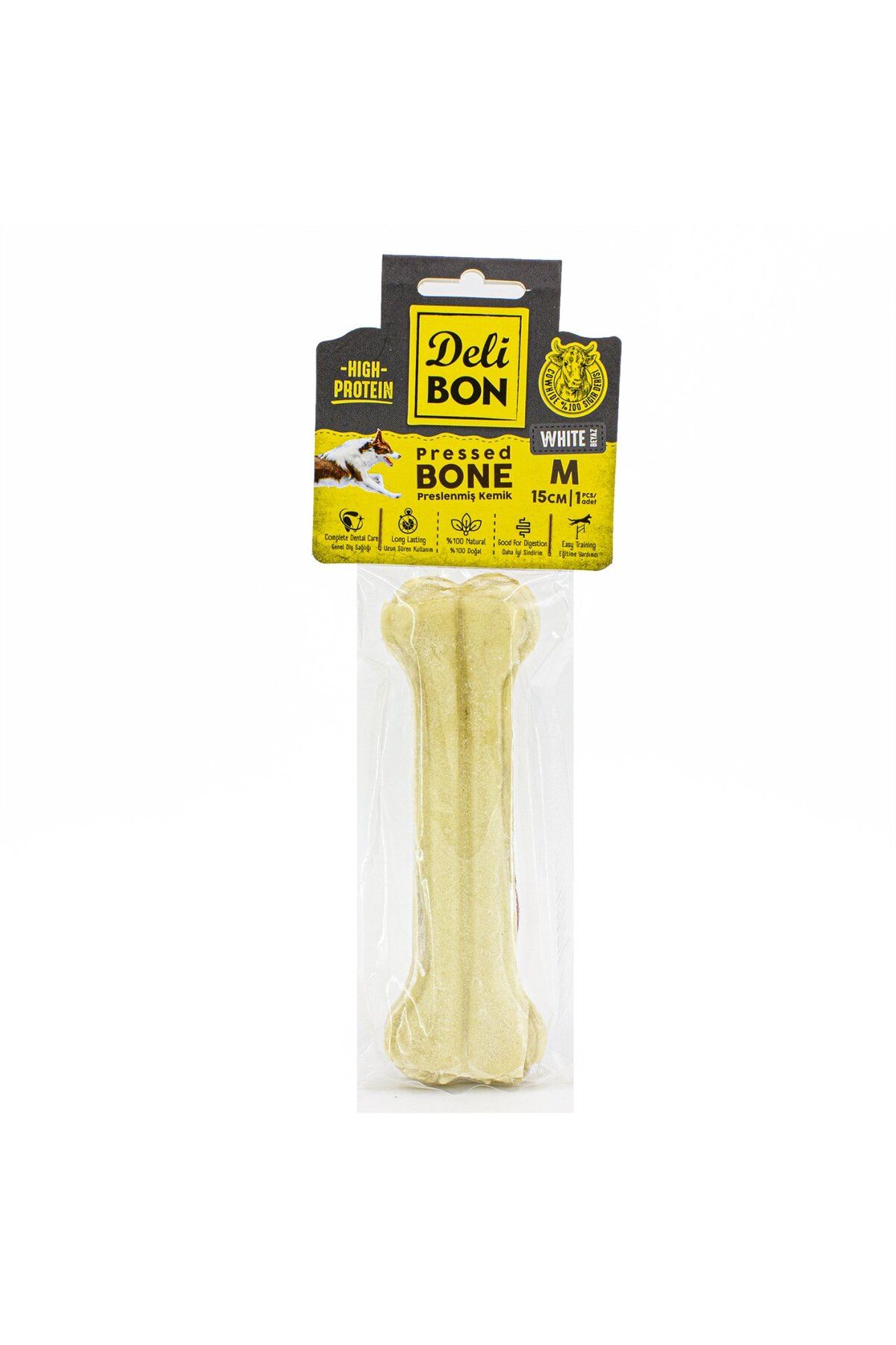 OEM Deri Köpek Çiğneti Pres Kemik 1x15cm Beyaz