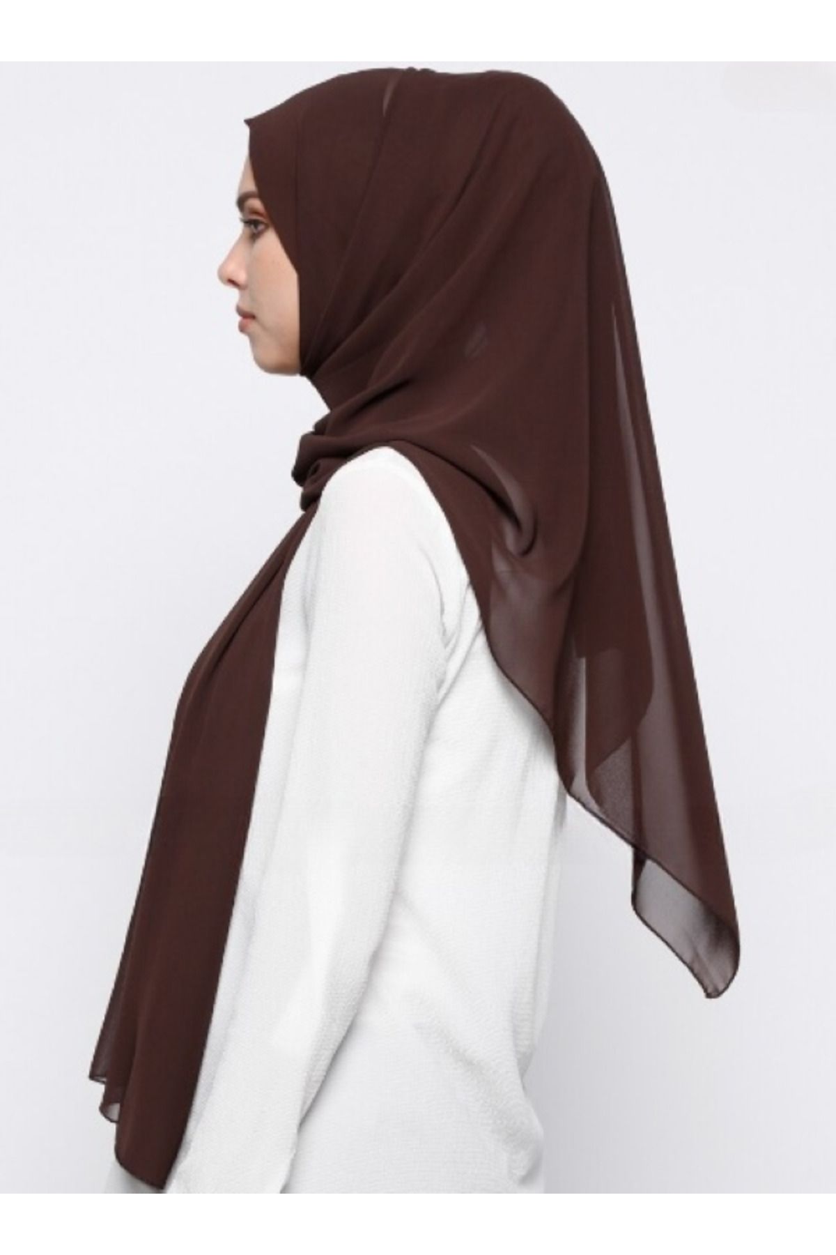 Differenza-Chocolate Brown Crepe Chiffon Shawl 2