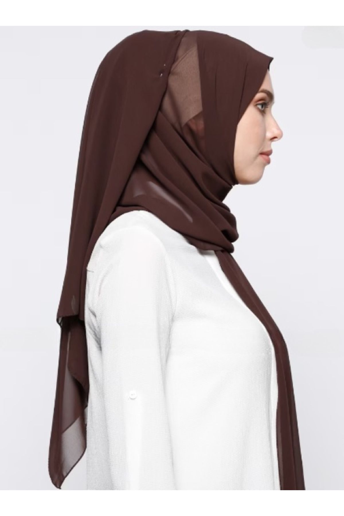 Differenza-Chocolate Brown Crepe Chiffon Shawl 3