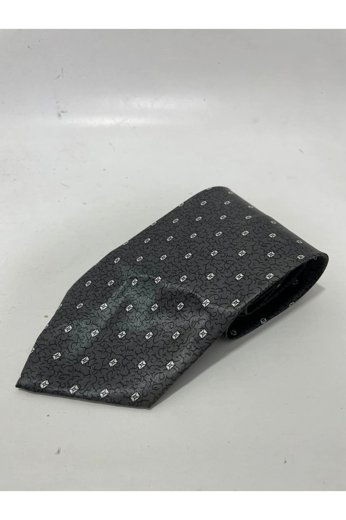 Hasyılmaz-Gray Silk Patterned Tie - Handmade K16 2