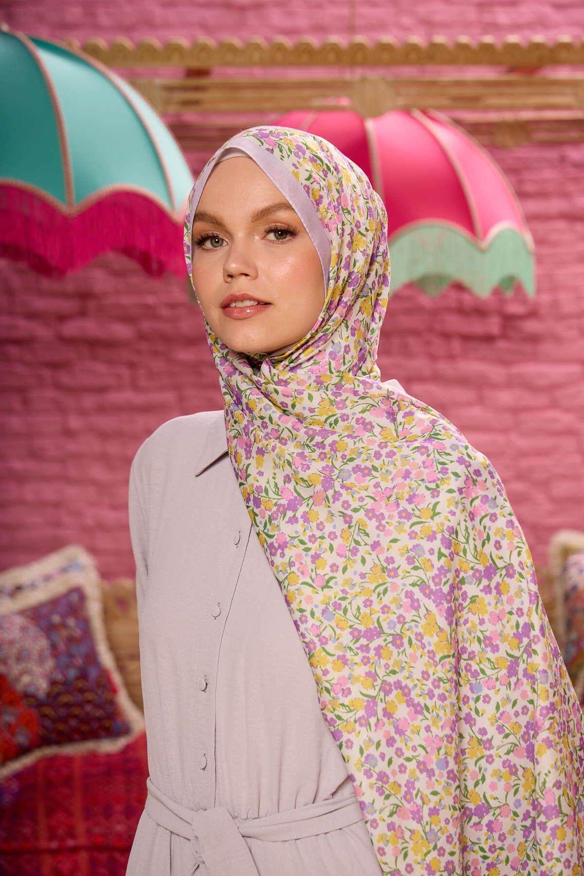 İpekhan-Soft Yellow Pink Shawl - New Collections 3046-26 2