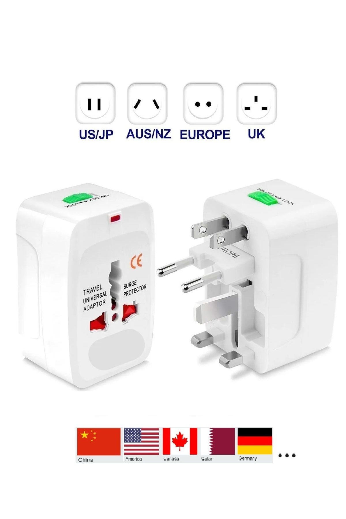 Vwin Seyahat Adaptörü Priz Çevirici Dönüştürücü Fiş Universal Amerikan İng Japon Çin S.Arabistan 150+Ülke