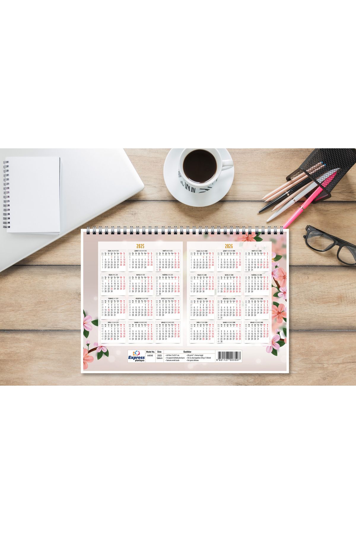 Express-2025-2026 Calendar A4 Size 53 Weekly Planner Sakura 5
