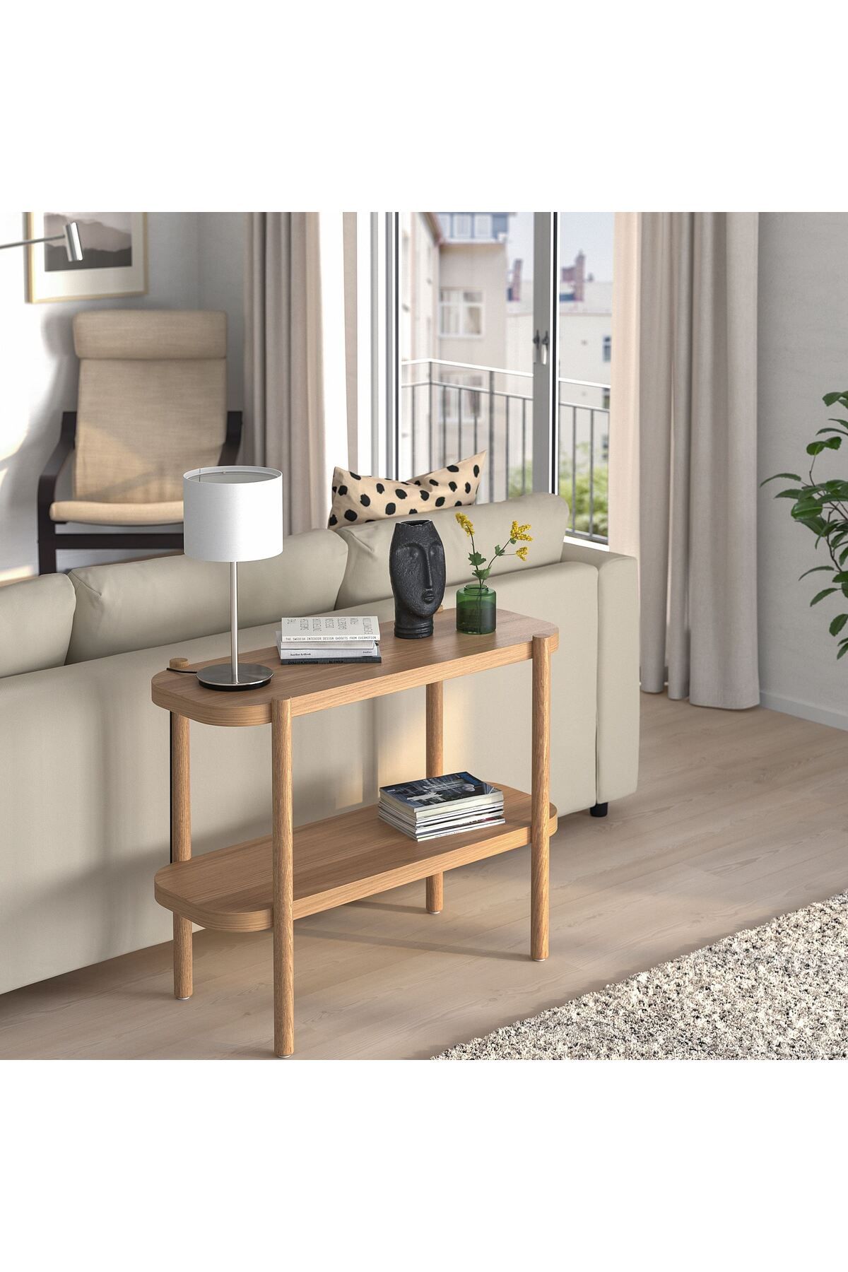 IKEA-Console End Table, Beech Wood, Length: 92 cm Width: 38 cm Height: 71 cm 3