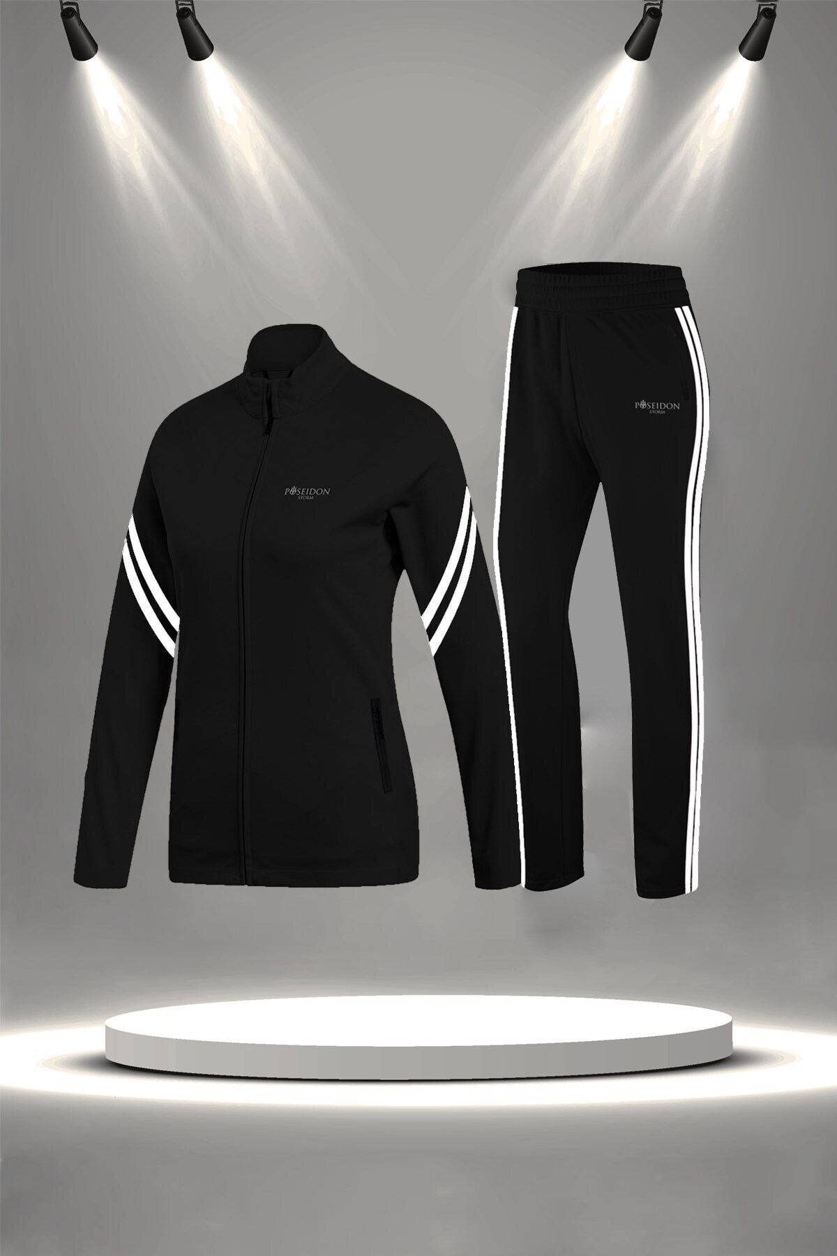 پوزایدون استورم ست لباس ورزشی زنانه مشکی سوپرا، نخی شانه شده، مناسب برای استفاده روزمره و پیاده‌روی (سایز تا 3XL)