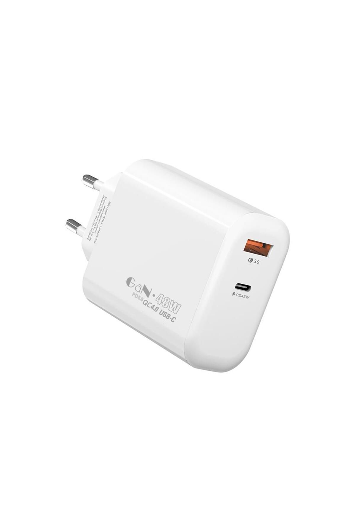 Vobotek Teknoloji S-link SL-EC69 GAN PD 65W - QC 18W Type USB-C +USB A Hızlı Beyaz EV-NOTEBOOK Şarj Adaptör