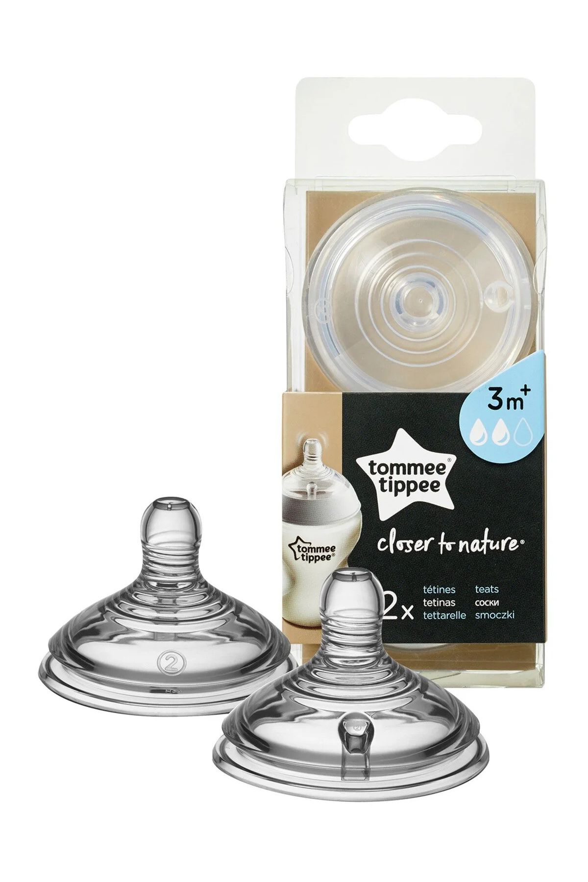 tommee tippee 2'li Biberon Emzik Orta Akış Şeffaf