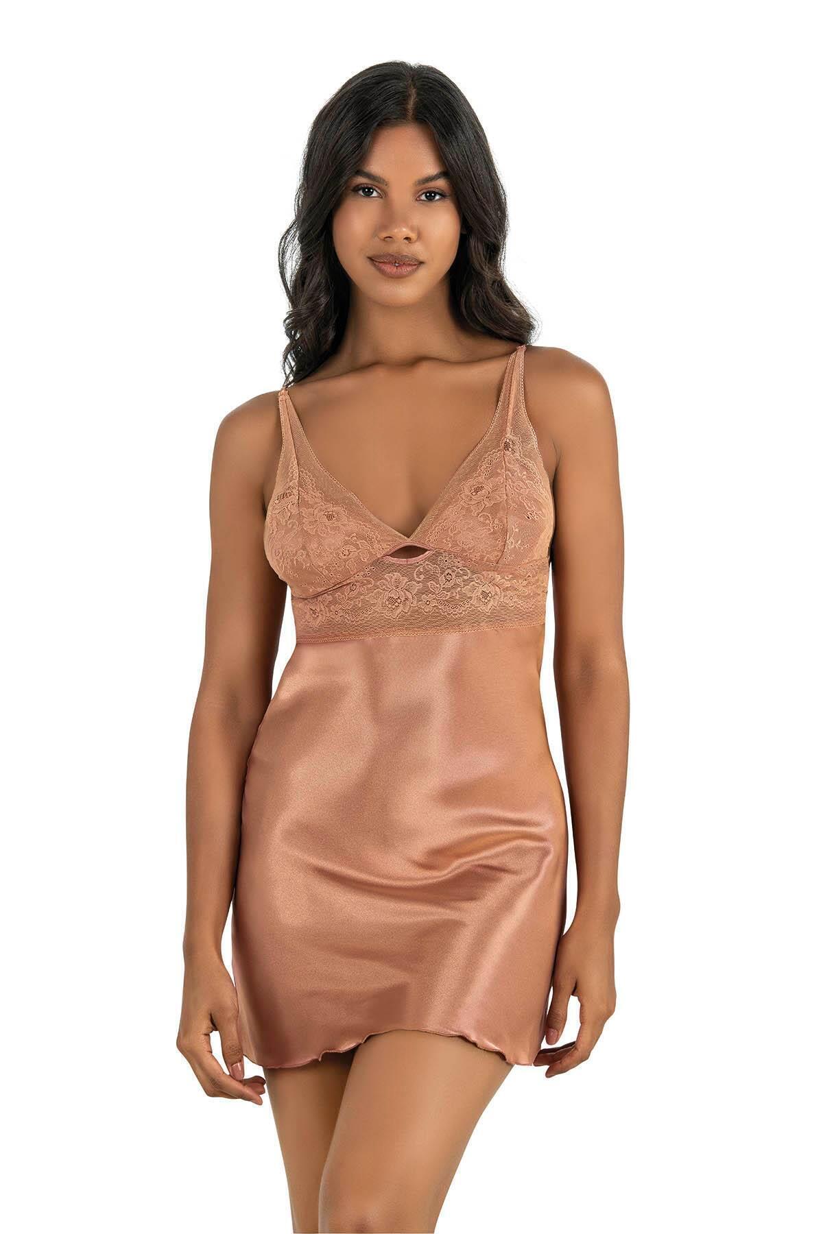 Primoda Bakır Kısa Saten Gecelik 8230