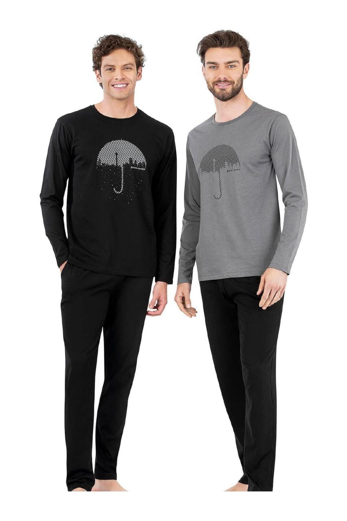ست پیژامه مردانه طرح دار آستین بلند | پیر کاردین Pierre Cardin TYCB702BF27C955400 - تصویر 2
