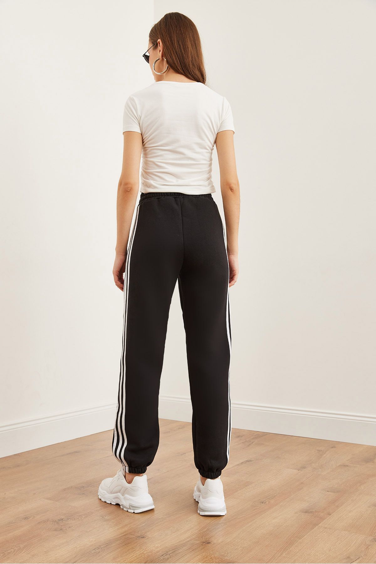 Olalook-Pantaloni de sport negri groși Jogger - cu dungi laterale EFF- 00000078 6