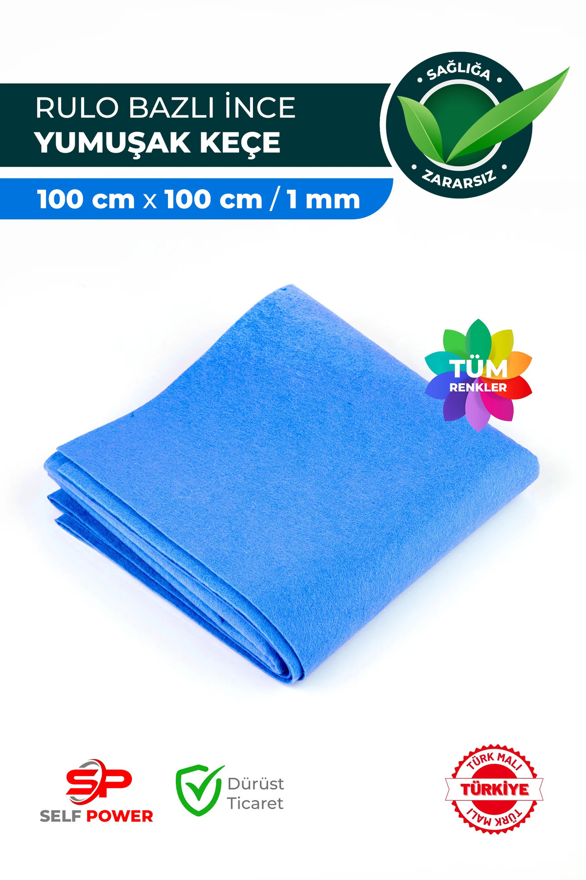 Thin Felt Fabric Blue 1 Meter 100x100 cm Colorful Activity Meter Felts Soft