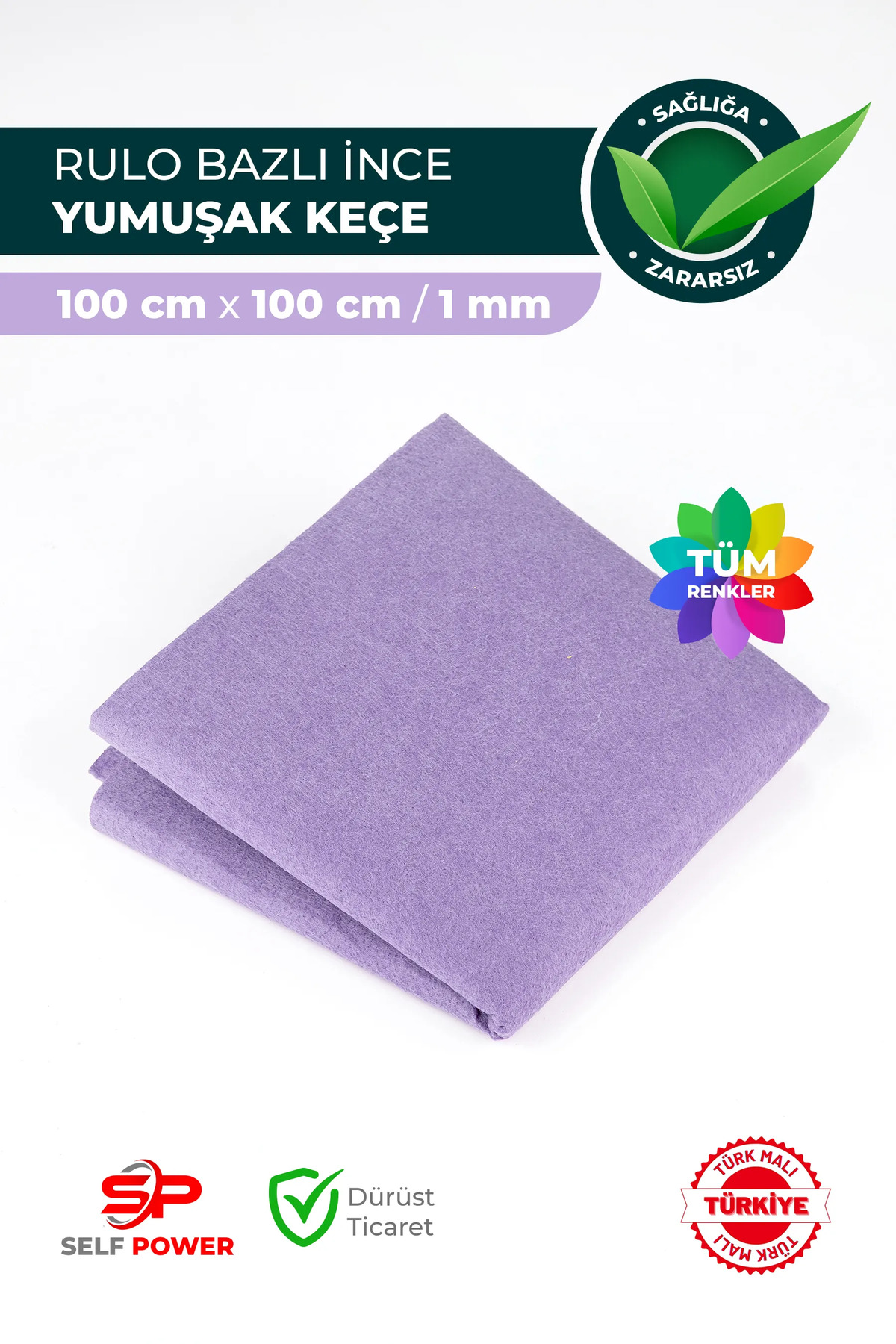 Self Power 180 gr 100x100 Cm Ölçülerinde Renkli Aktivite Metrelik Keçeler