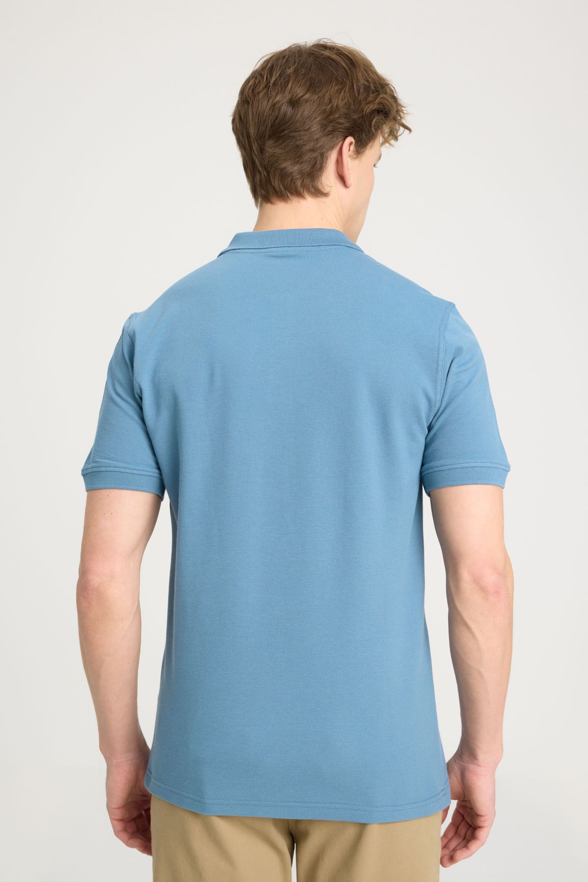 تی شرت یقه پولو آبی مردانه به طور منظم مناسب و معمولی برش چوگان 100 ٪ پنبه روشن T shirt Wrangler