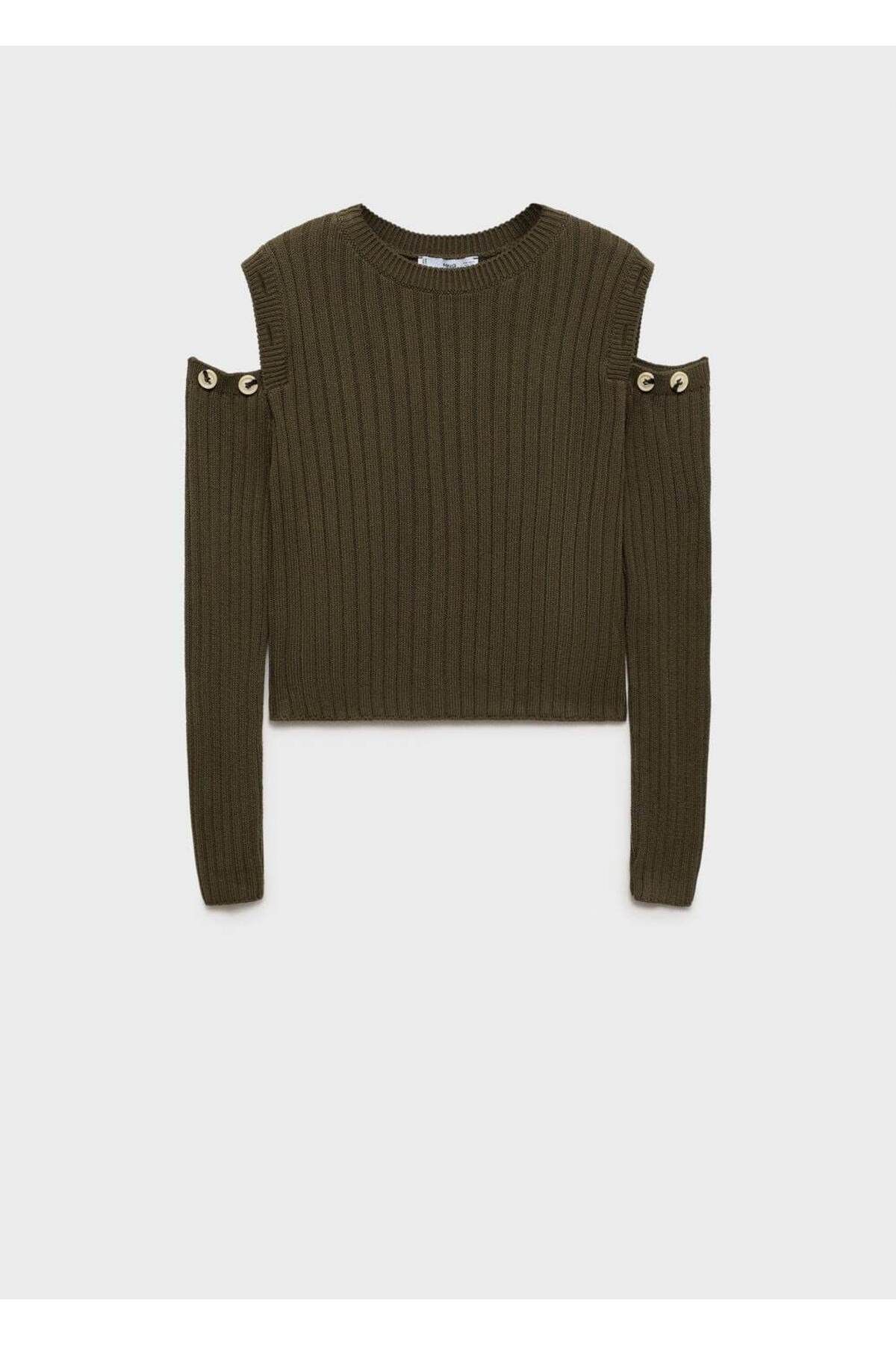MANGO Woman-Shoulder Buttoned Sweater 3
