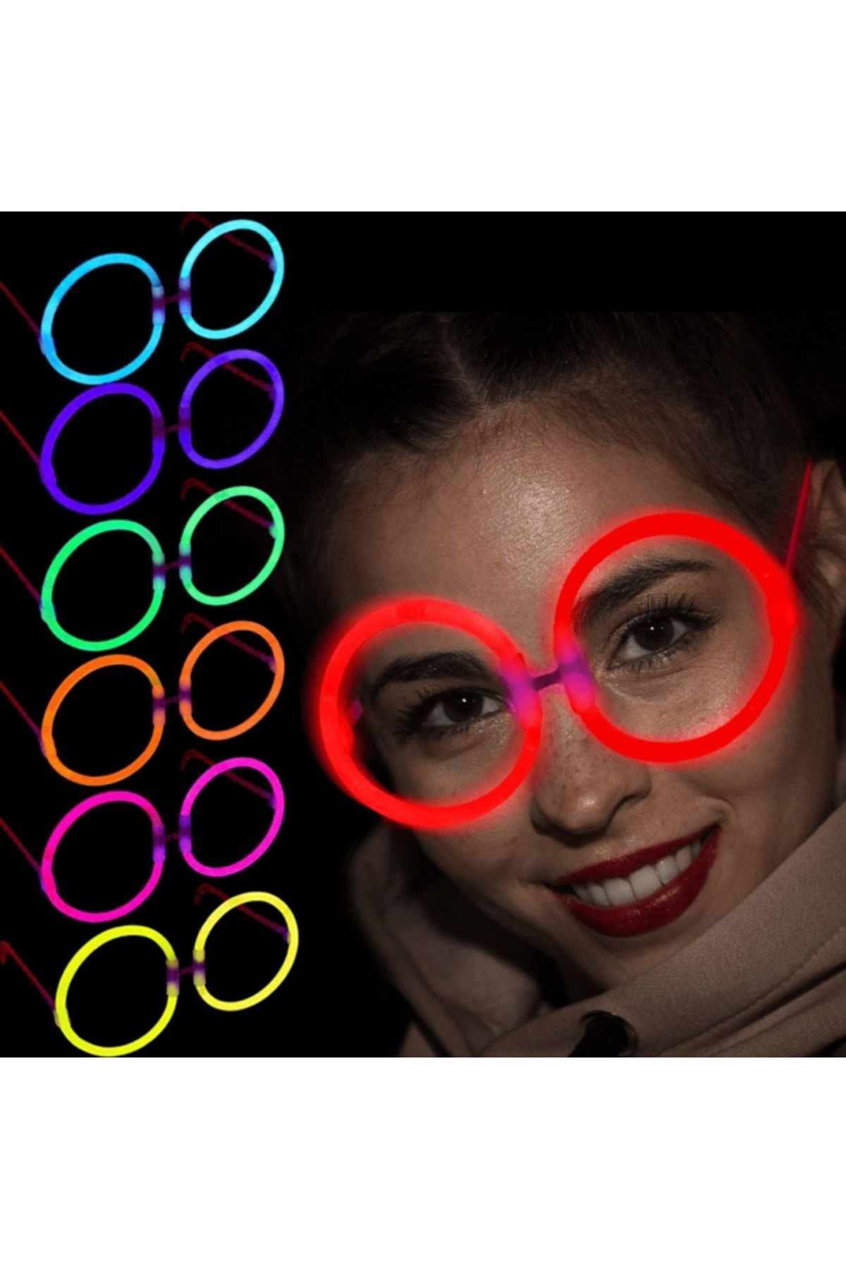 Finetoo Çocuk GlowStickPartiGözlüğüGlowPartisiYuvarlakŞekilliFosforluGözlük6Adet