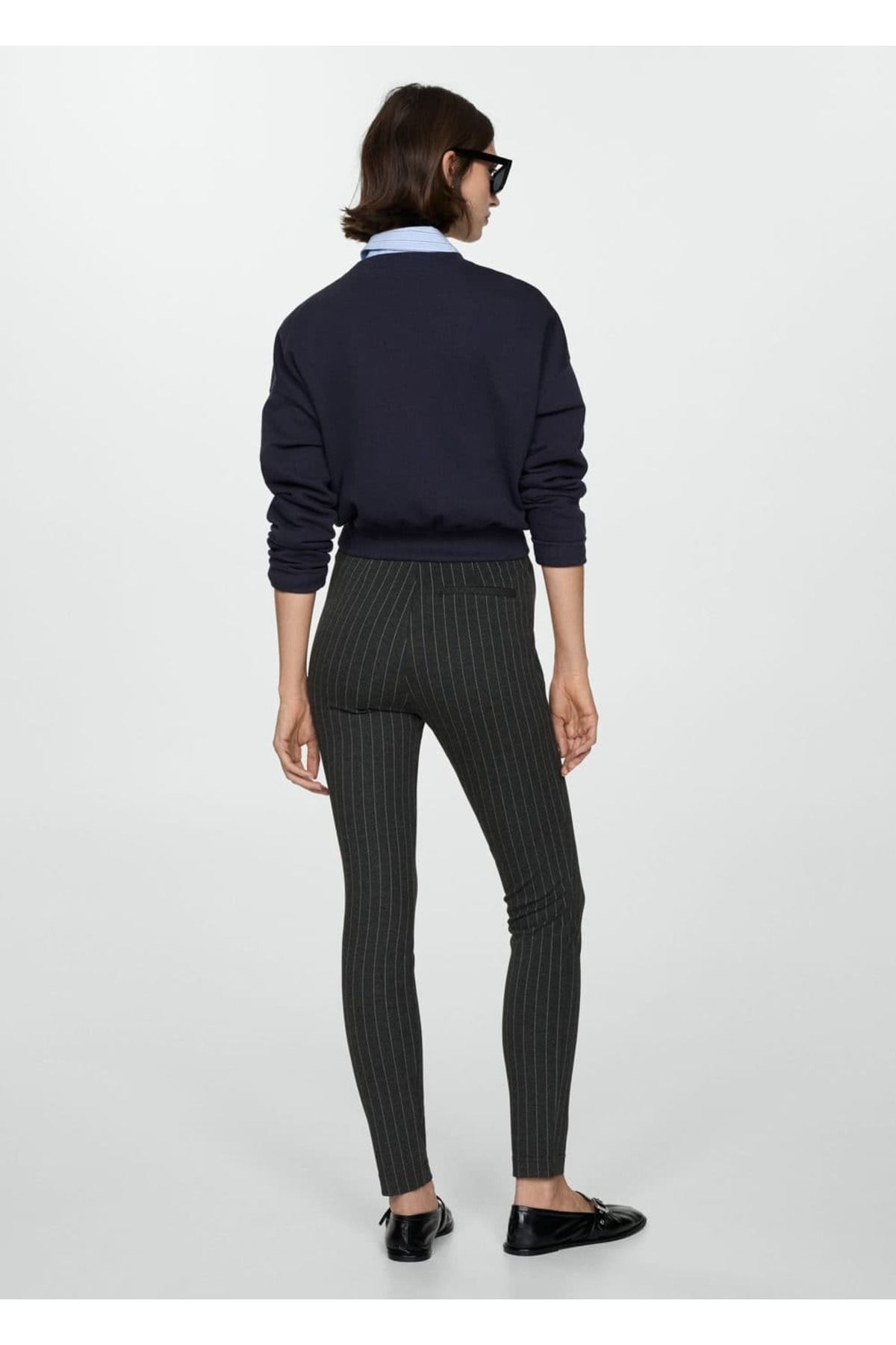 MANGO Woman-High Waist Striped Leggings 4