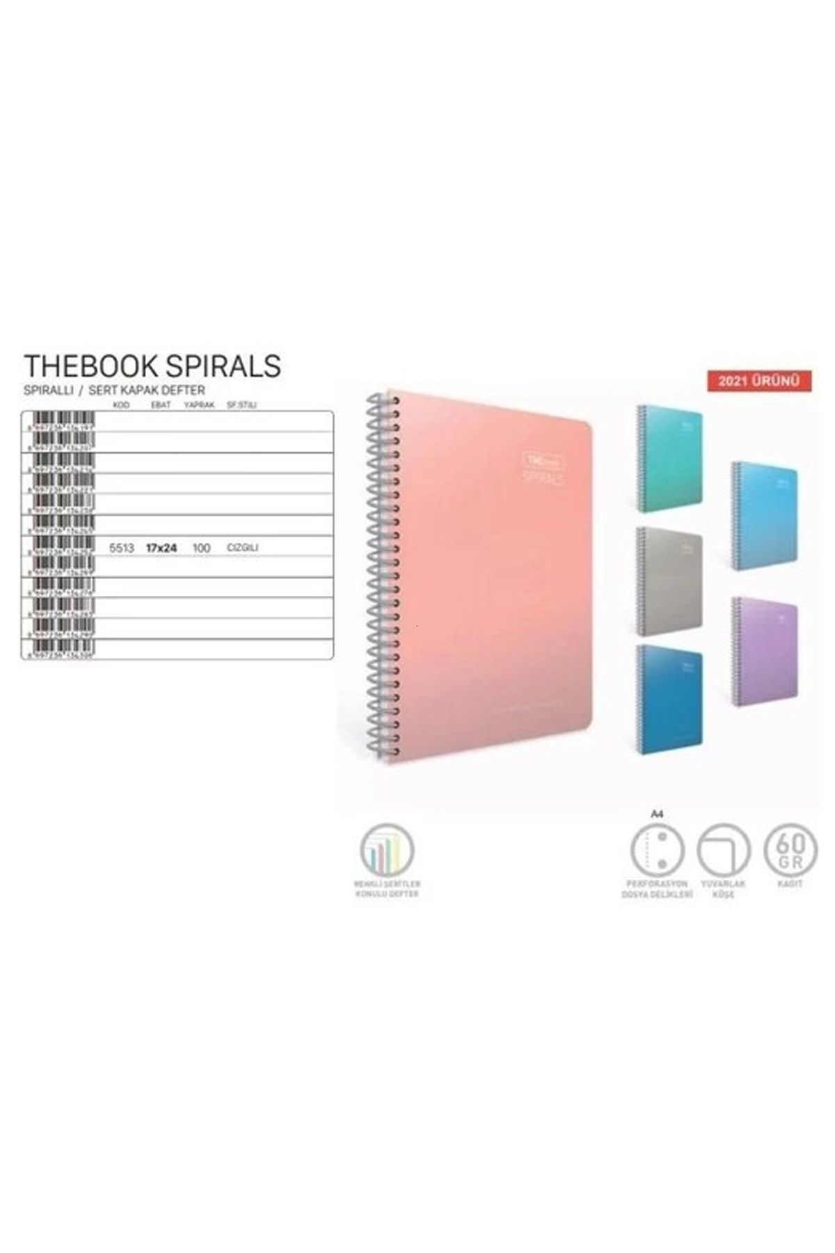 biltekno Gıpta Thebook Spirals Sp.sert Kapak Defter 17X24 100 Yaprak Çizgili