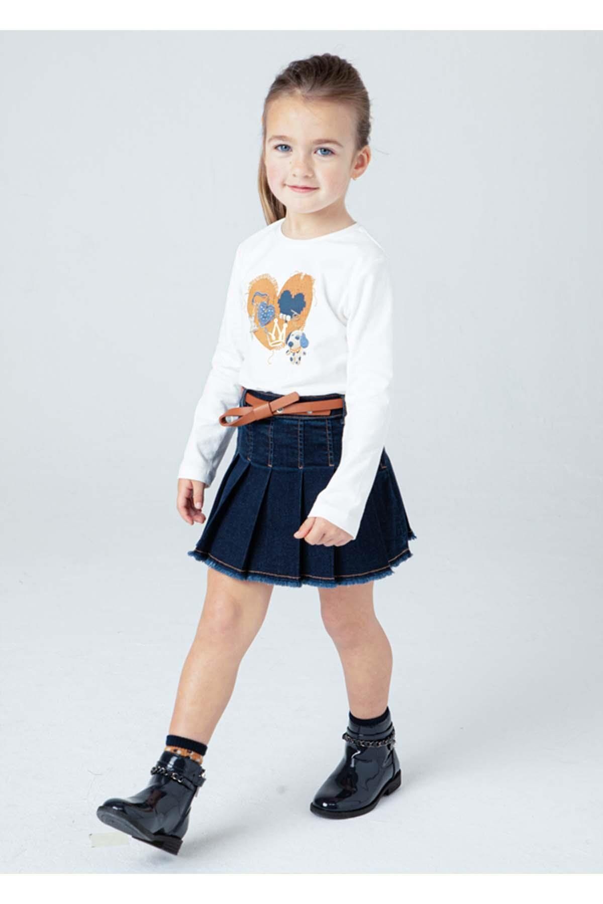 MAYORAL-Winter Girl's Belted Denim Skirt 1