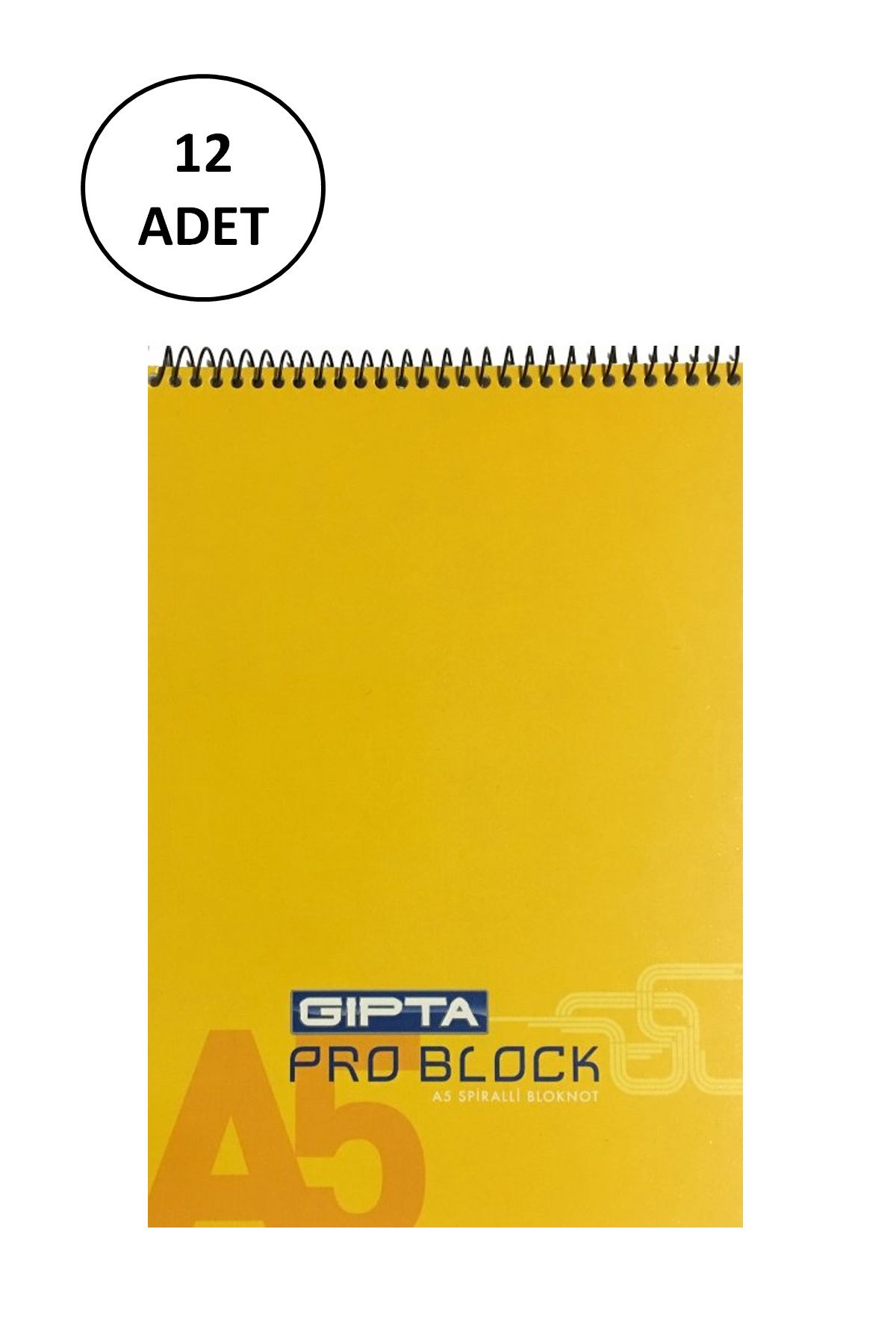 biltekno Gıpta Pro Block Spiralli Bloknot A5 40 Yaprak Kareli 12 Adet