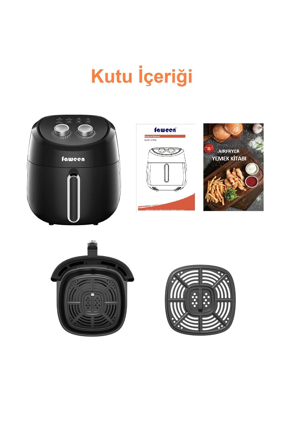 faween Manuel Yagsız Fritöz Airfryer 4 Litre Af357-m-6