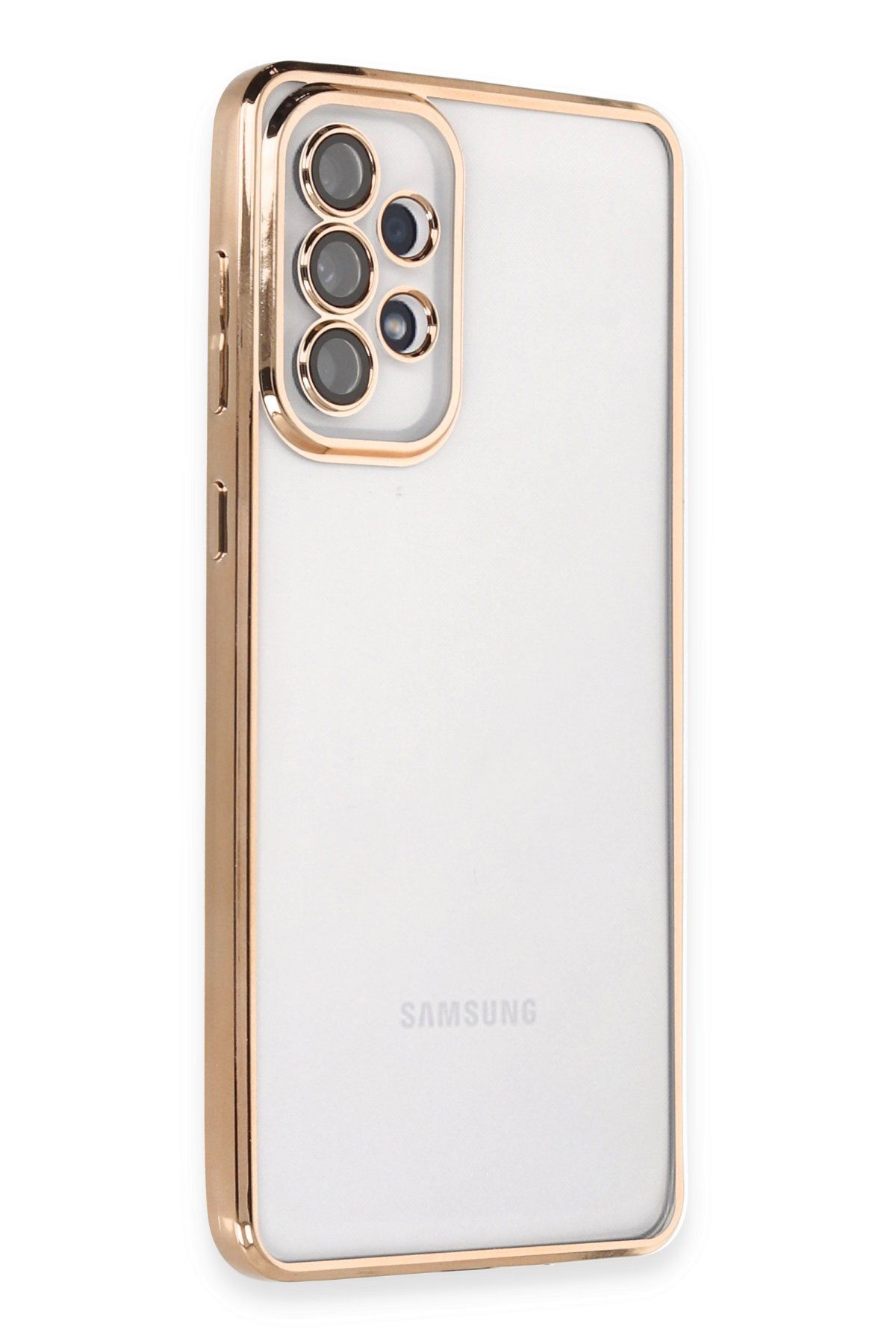 NewFace Samsung Galaxy A73 5G Kılıf Lensli Silikon - Gold MRAYD
