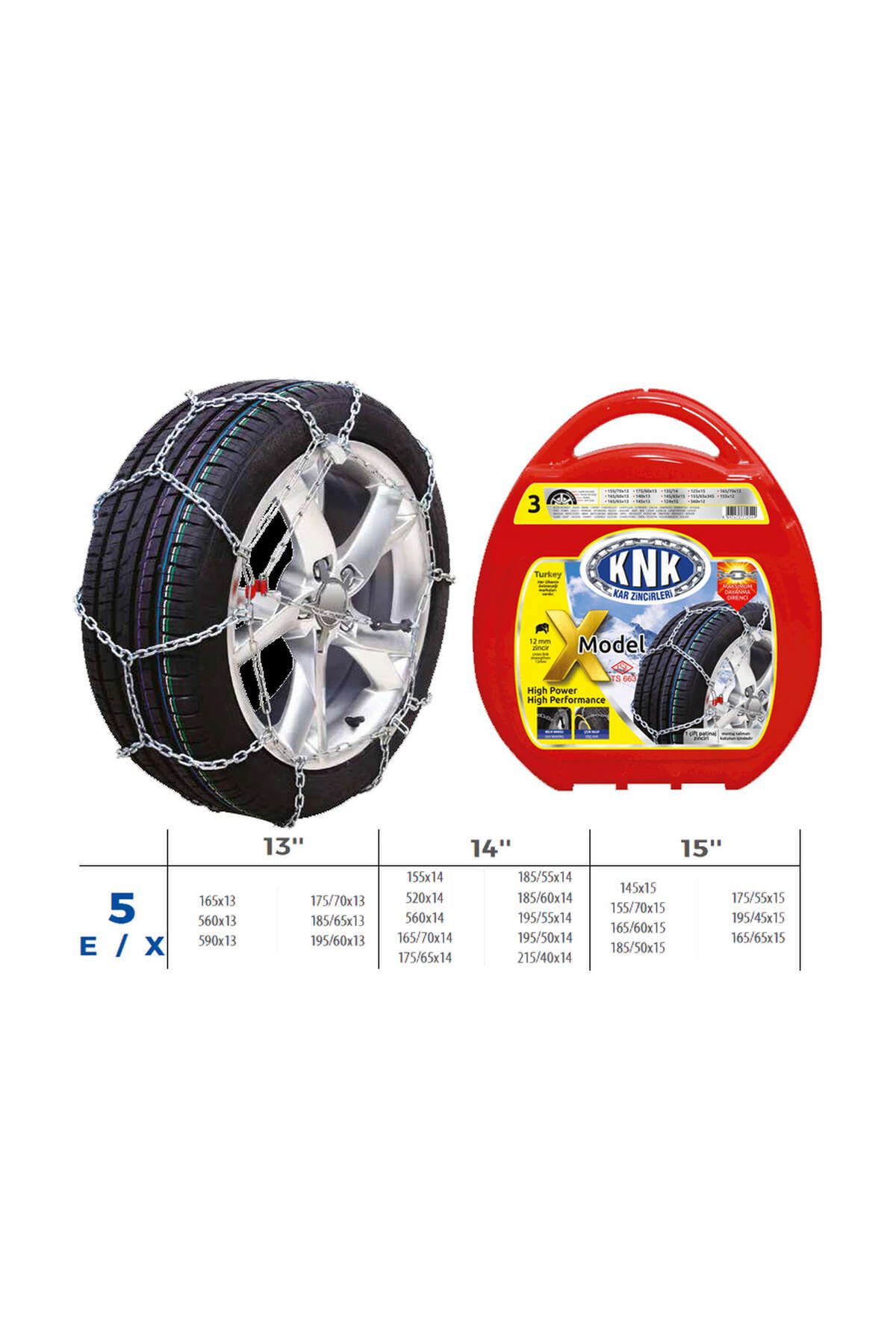 KNK PATİNAJ ZİNCİRİ TAKMATİK ÇAPRAZ 13-14-15 JANT ZİNCİR EBATLARI İÇİN RESİME BAKINIZ DRSTR