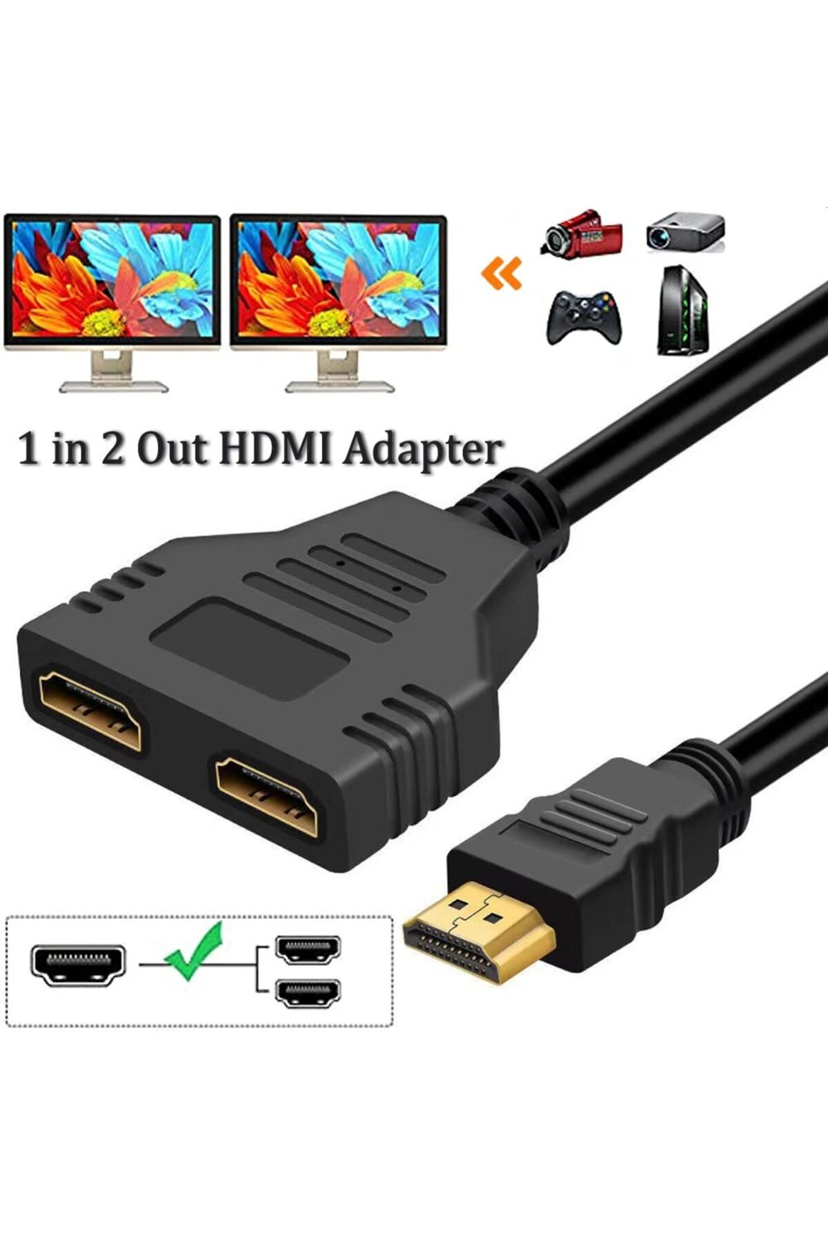 Derwell 2 Port Hdmi Splitter Switch Çoklayıcı 4k 3d Y Splitter Kablo Çoklu Ekran Full Hd 1080p Cabble