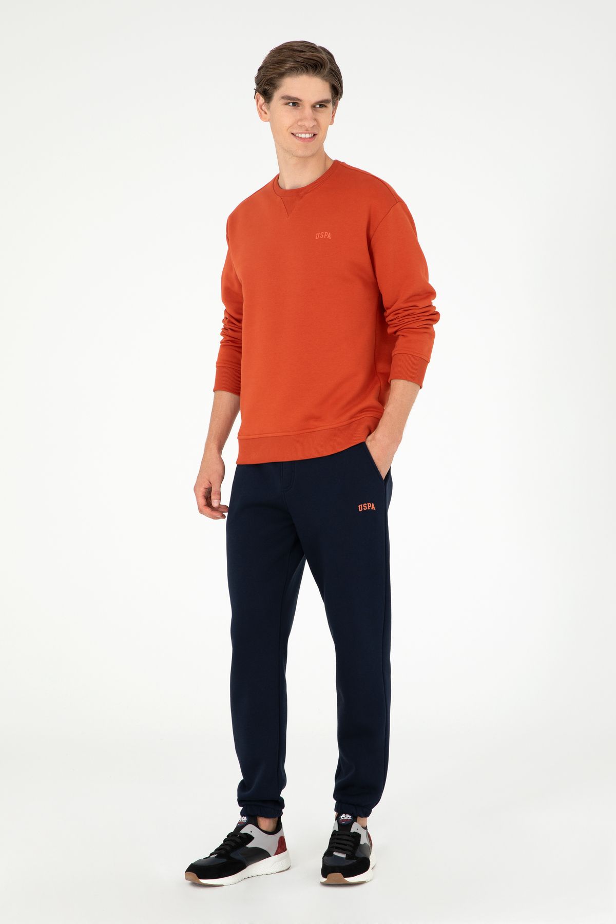 pantalon de survêtement bleu marine pour hommes coupe régulière jambes élastiques froncées 50295146 vr033