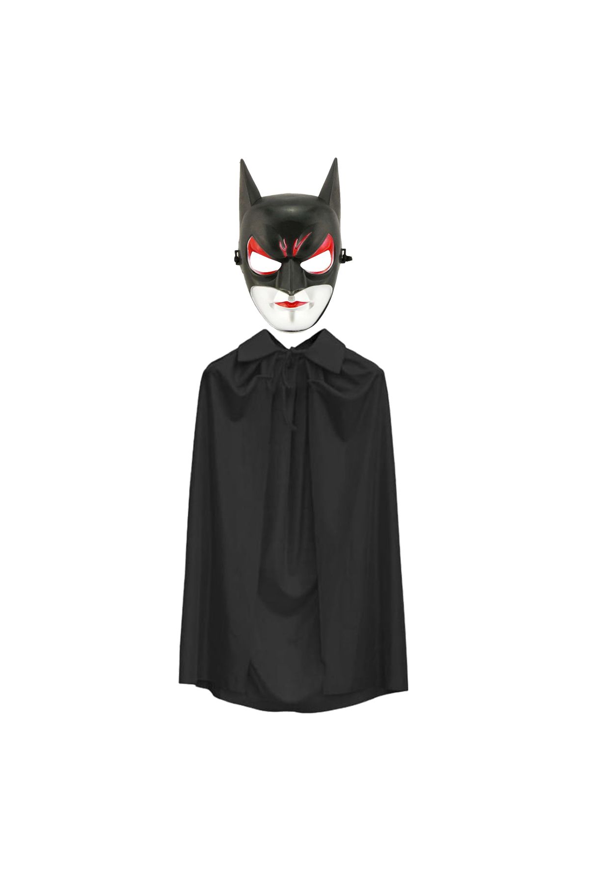 Kareem Batman Maskesi Cat Woman ve Batman Pelerini 90 cm Siyah Renk Set - 469849-1453