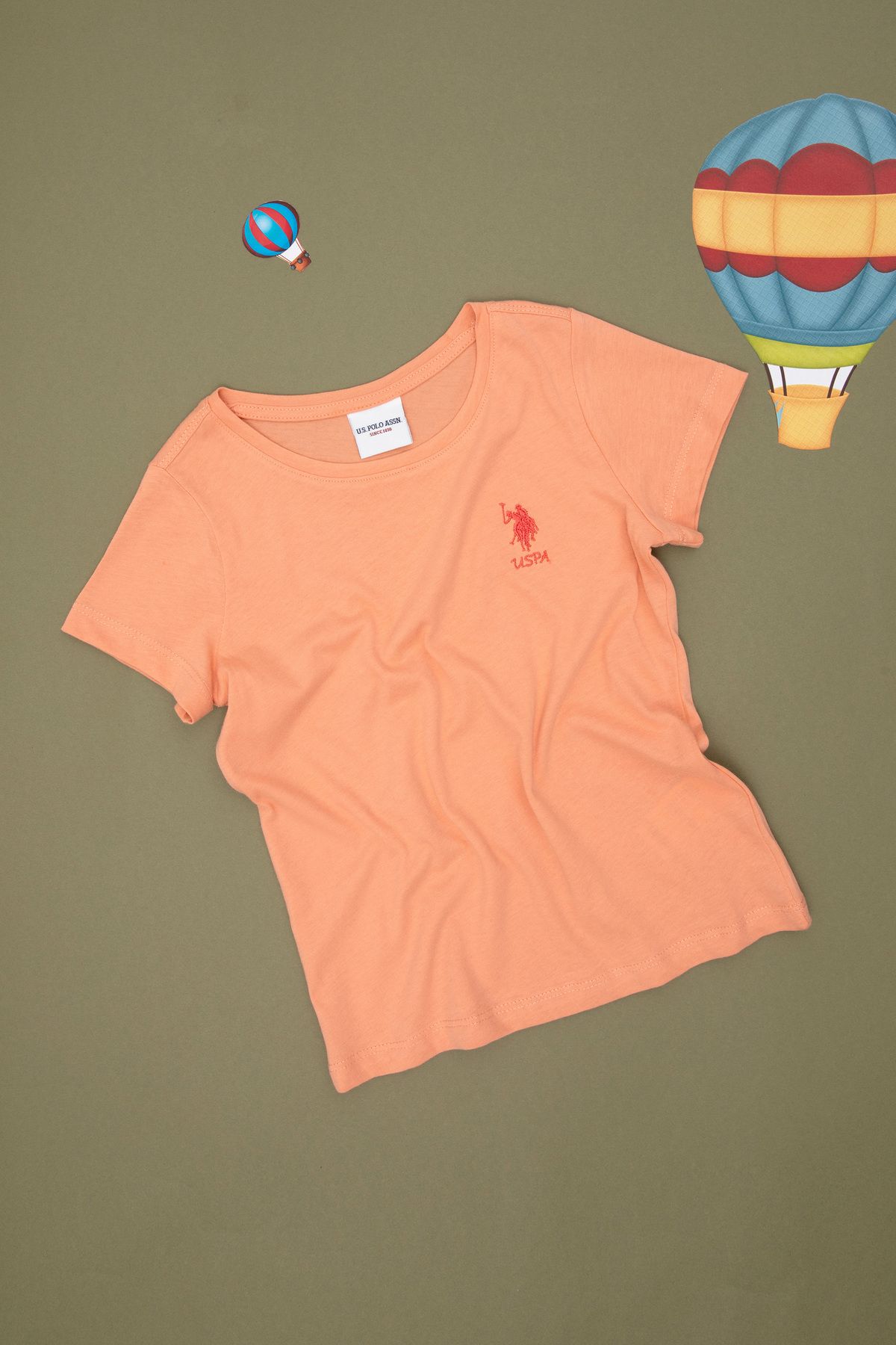 U.S. Polo Assn.-Girls' Salmon Crew Neck Basic T-Shirt 50295661 -Vr047 1