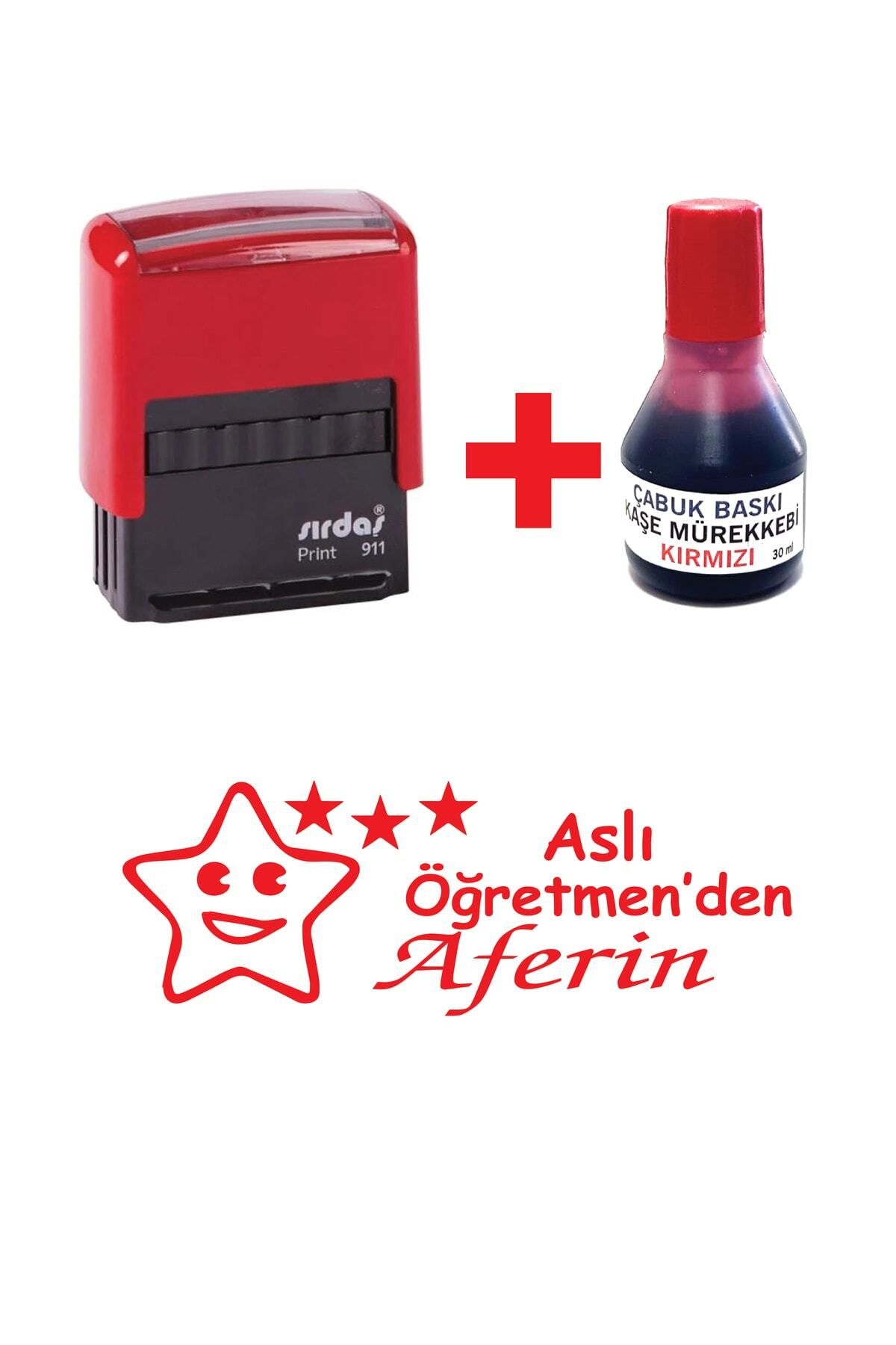 cabuk baskı Öğretmen Kaşesi, Ve 1 Şişe 30ml Kırmızı Kaşe Mürekkebi Ile Beraber