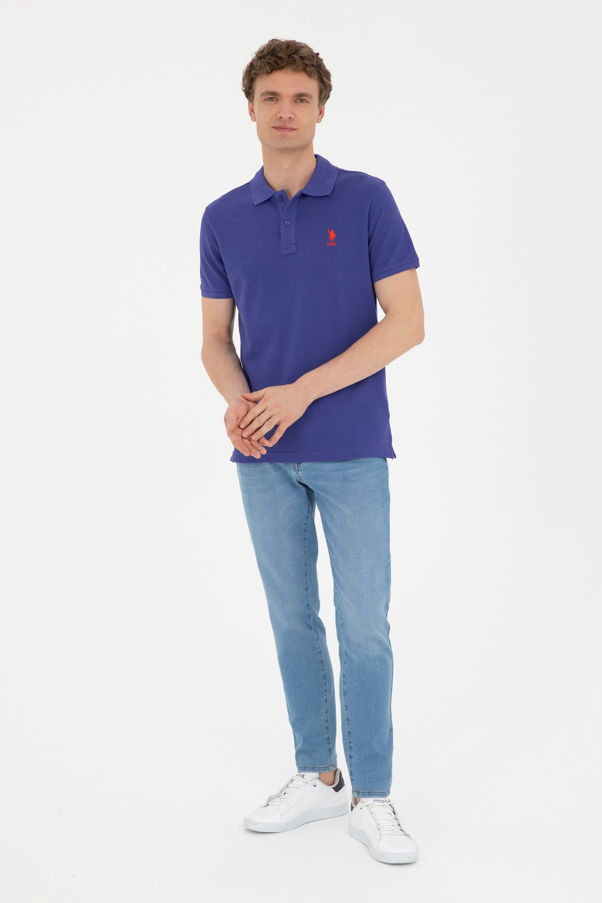 تی شرت یقه پولو آبی مردانه اصلی U.S. Polo Assn.