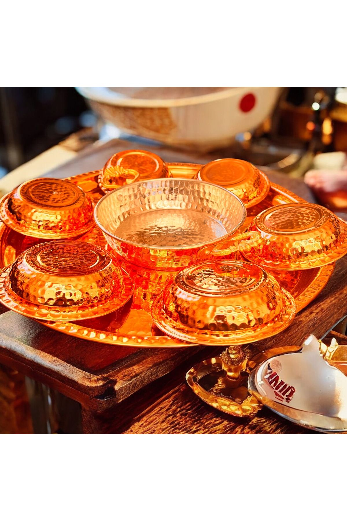 MY ZEY-Copper Set Breakfast Serving Pan and Sauce Tray Set 7