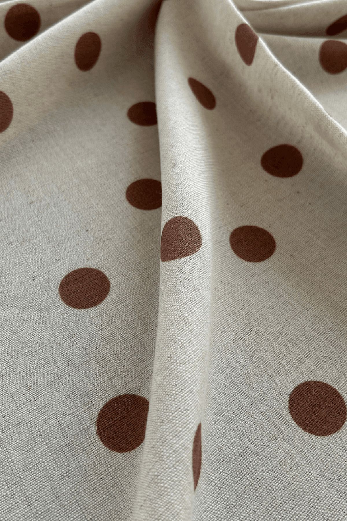 Doray Kumaş-Large Polka Dot Patterned Viscose Linen Fabric Dry - 158 3