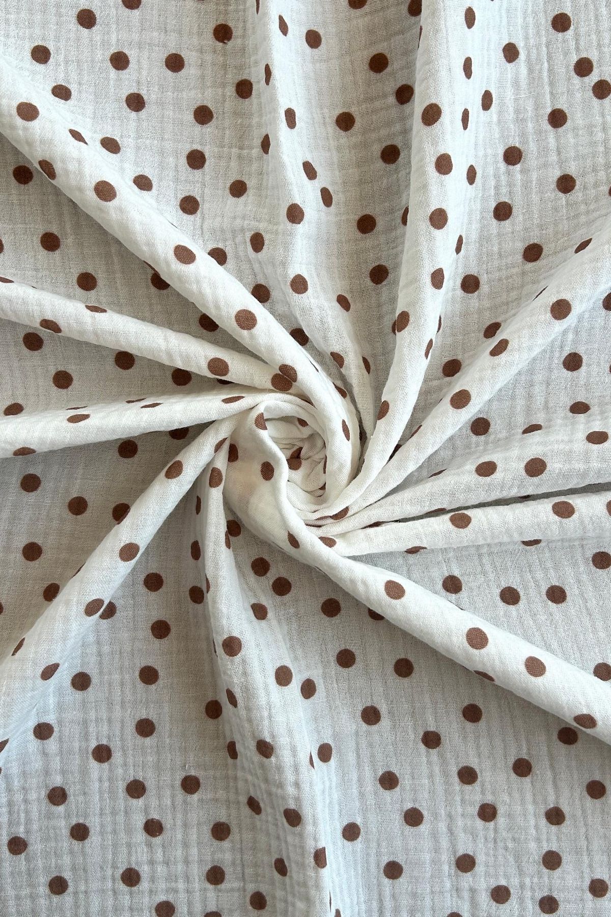 Doray Kumaş-Small Polka Dot Patterned Double Layer Cotton Muslin Fabric / Dry 159 2