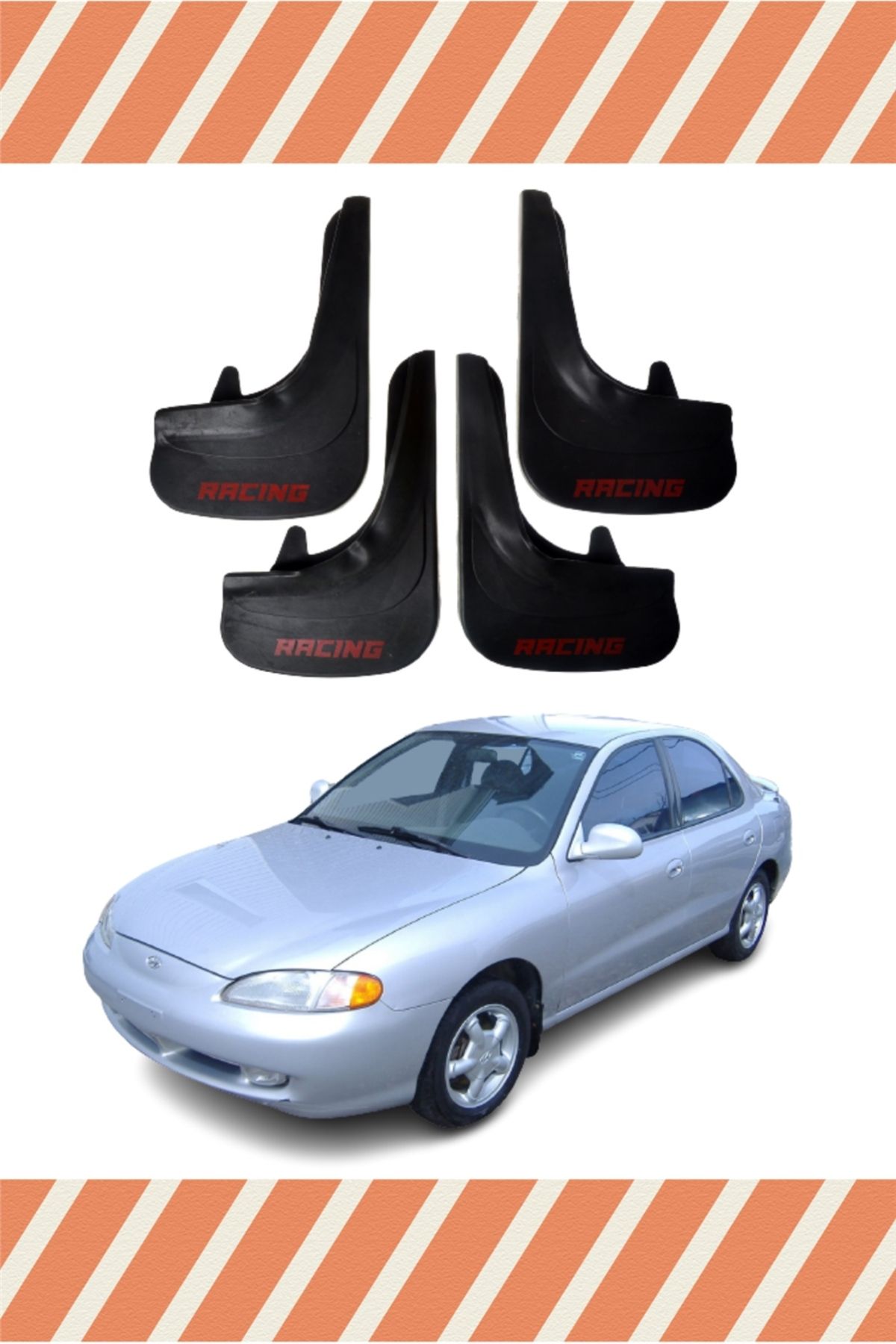 Alpax Honda Elentra 1996-2001 Racing yazılı 4’lü tozluk çamurluk paçalık spor görünüm