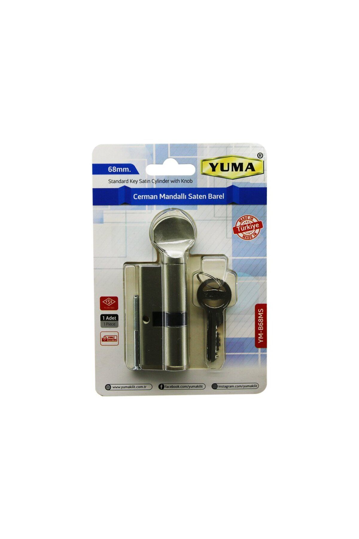ALHAY CERMAN MANDALLI SATEN BAREL KİLİT 68MM YM-B68MS (4401)