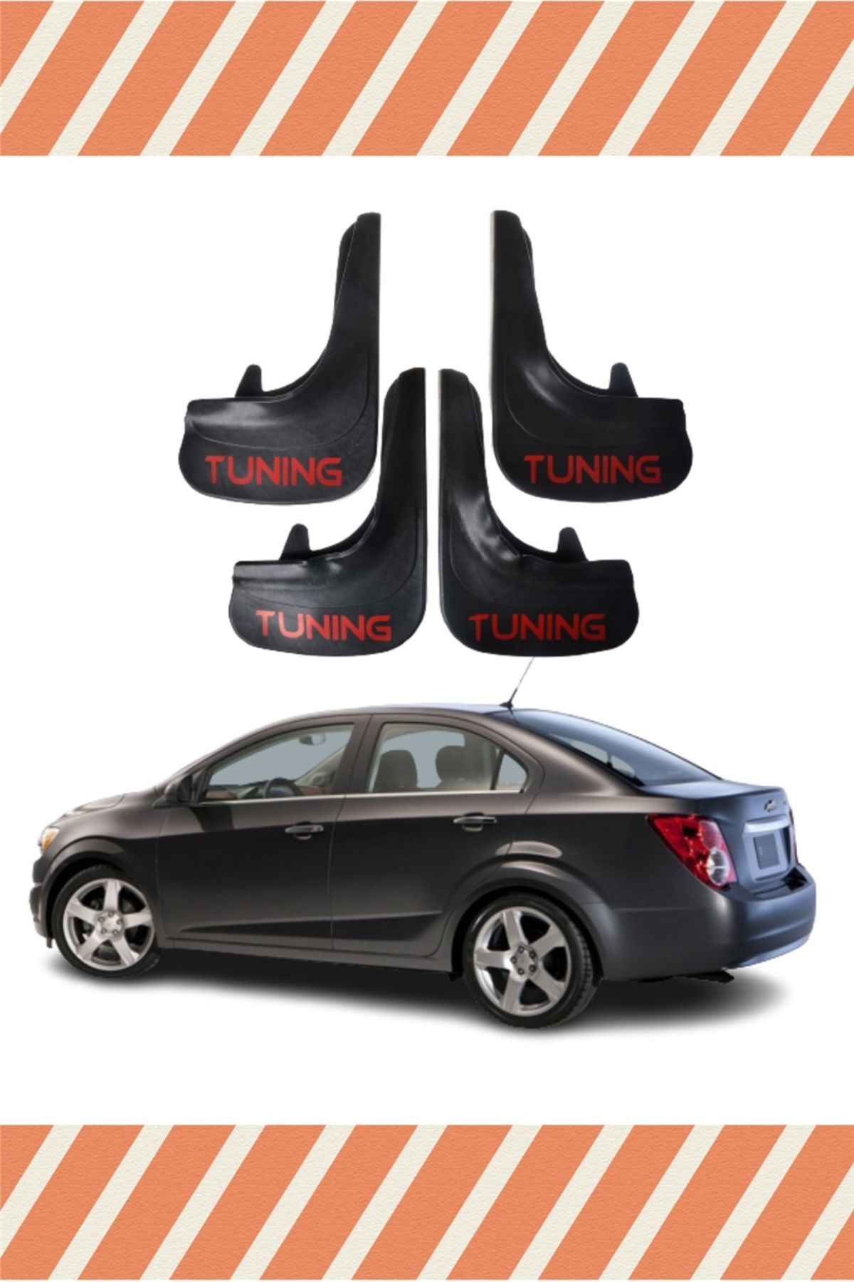 Alpax Chevrolet Aveo Sd 2011 sonrası Tuning yazılı 4’lü tozluk çamurluk paçalık