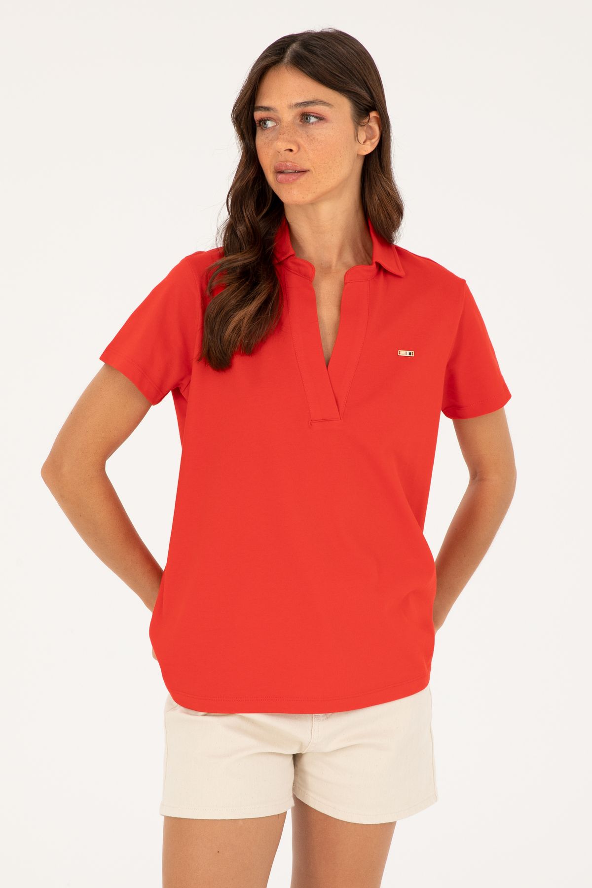 U.S. Polo Assn. Kadın Kırmızı Basic Tişört 50285853-vr030