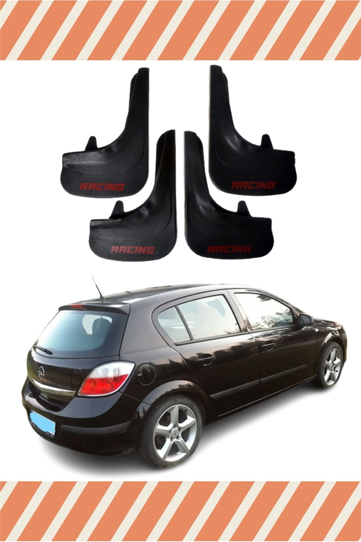 Alpax Opel Astra H Hb 2004-2015 Racing kırmızı yazılı 4’lü tozluk çamurluk paçalık