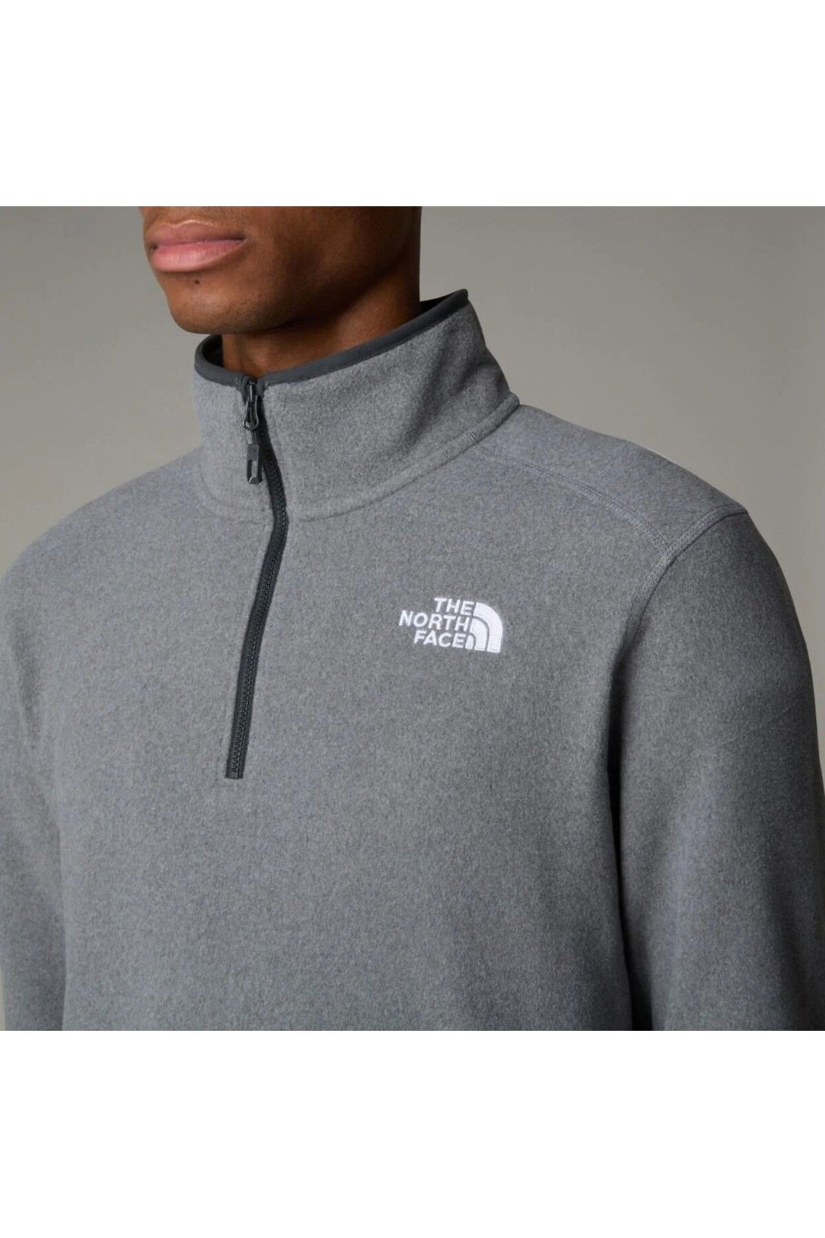 THE NORTH FACE-100 Glacier 1/4 Zip Men's Gray Stand Collar Sweatshirt 4