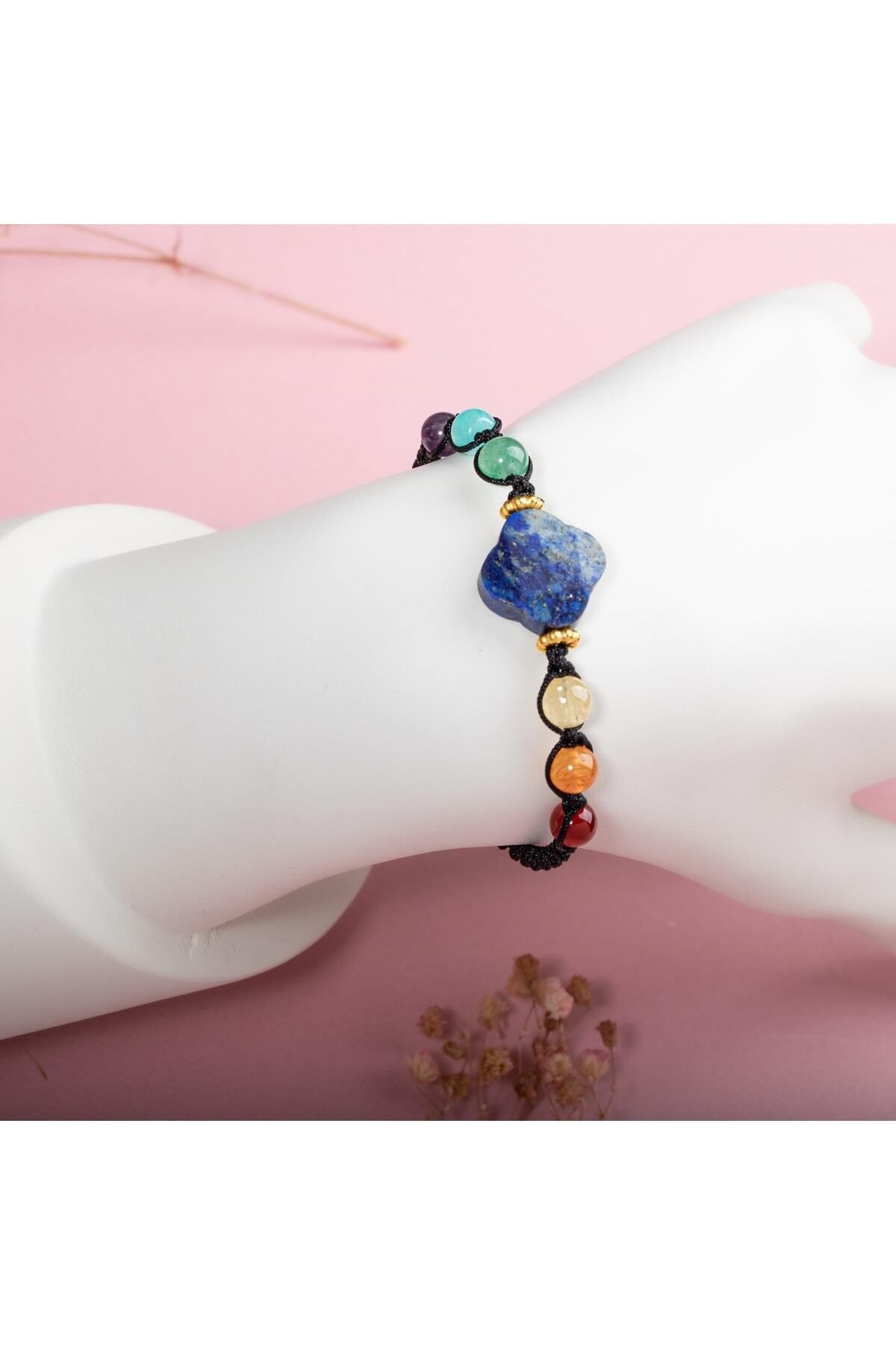 OSMANLI DOĞAL TAŞ-Chakra Amazonite Karnelyan Agate-green Aventurine-lapis-citrine-amethyst-red Agate Natural Stone Bracelet 3