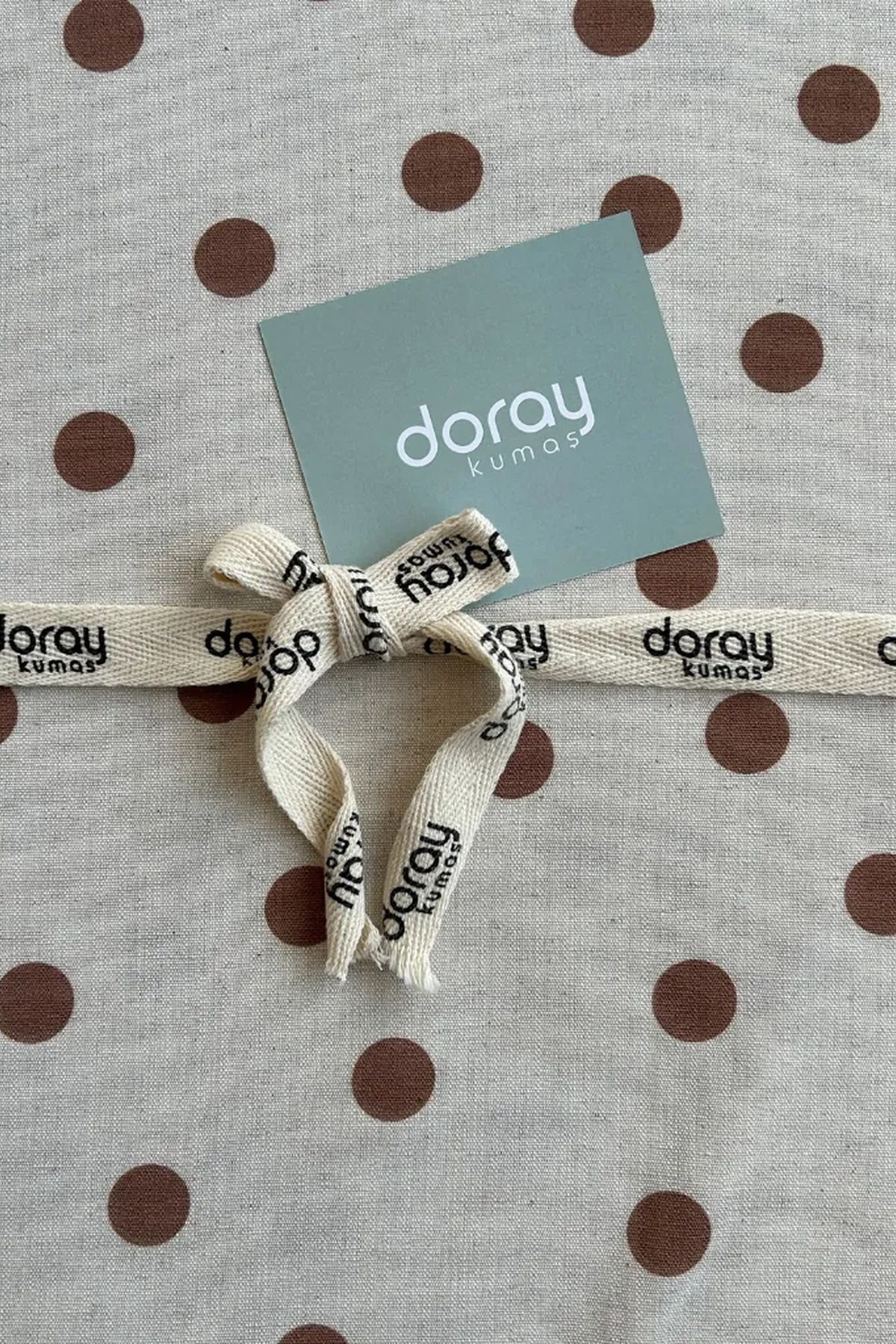 Doray Kumaş-Large Polka Dot Patterned Viscose Linen Fabric Dry - 158 4