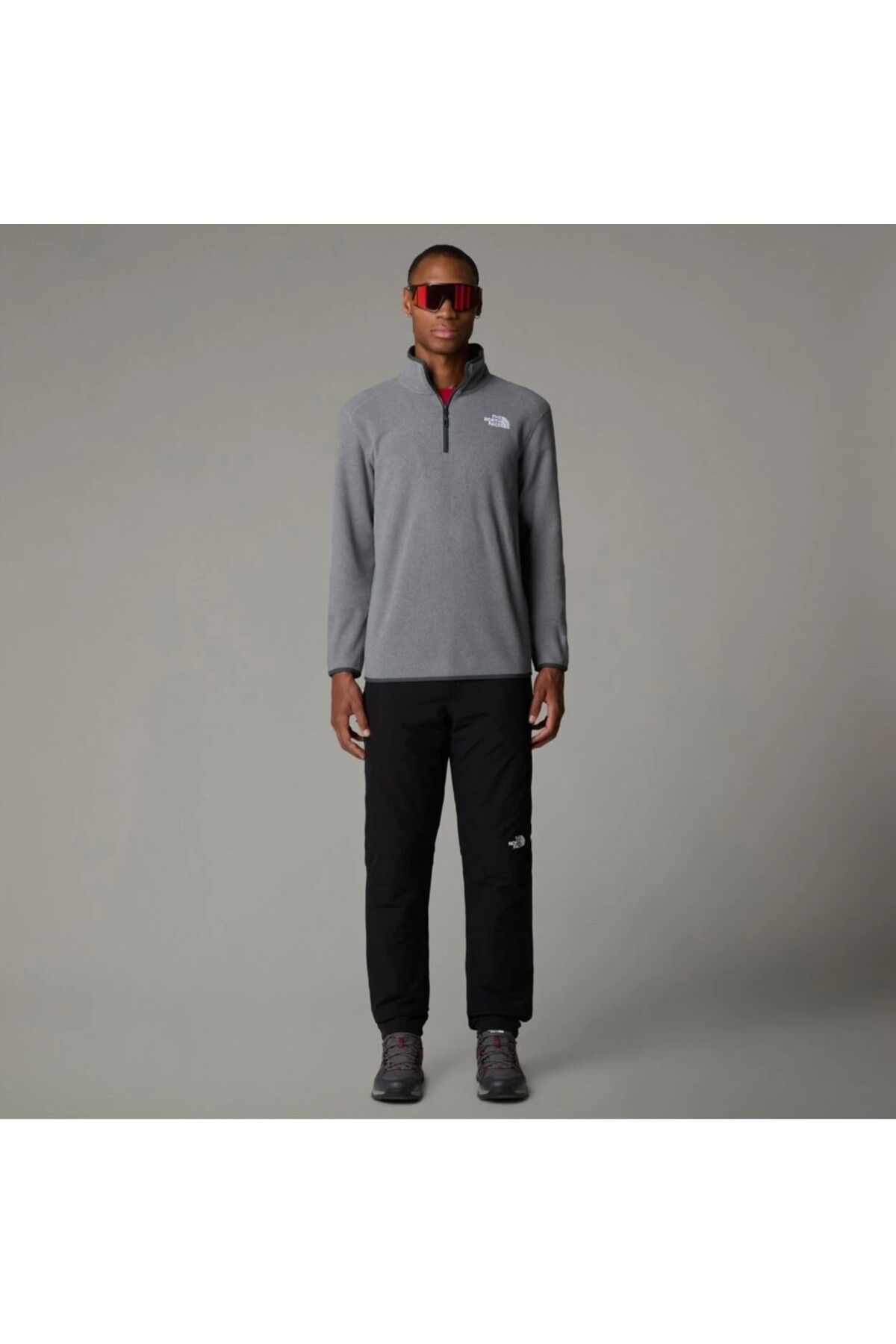 THE NORTH FACE-100 Glacier 1/4 Zip Men's Gray Stand Collar Sweatshirt 2