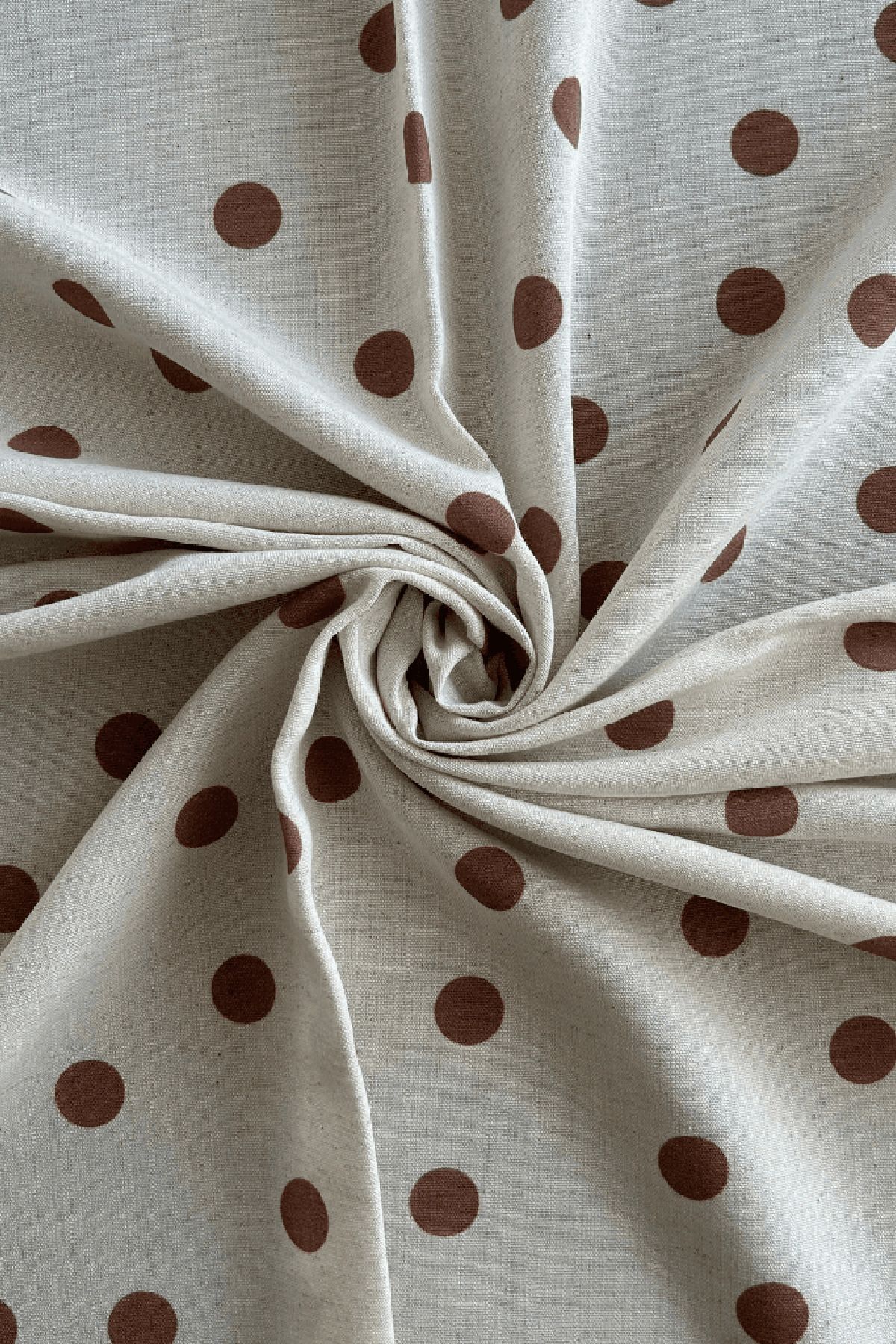 Doray Kumaş-Large Polka Dot Patterned Viscose Linen Fabric Dry - 158 2