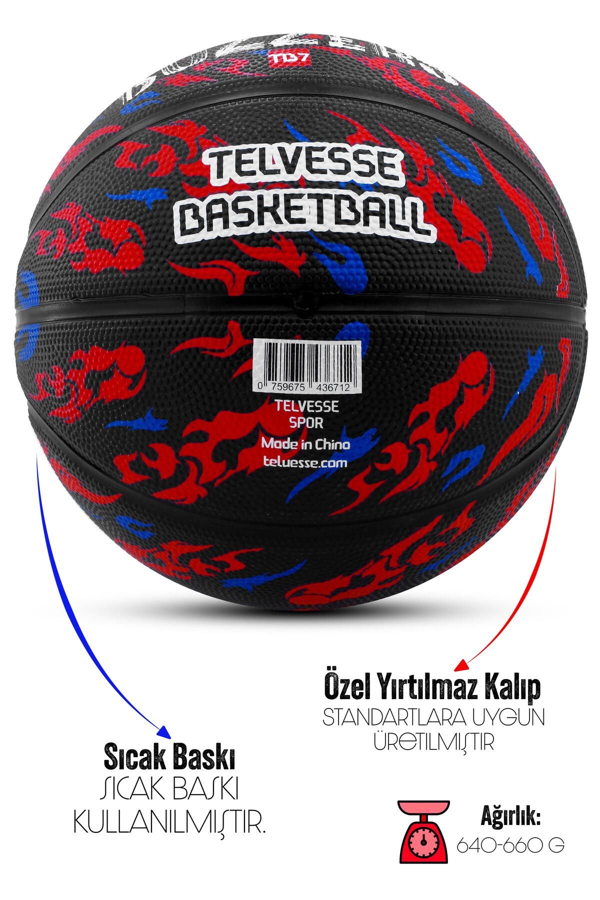 Telvesse-Graffiti Patterned Tb500 Buzzers Basketball Ball - Rubber Durable, Deep Channel Embossed No:7 3