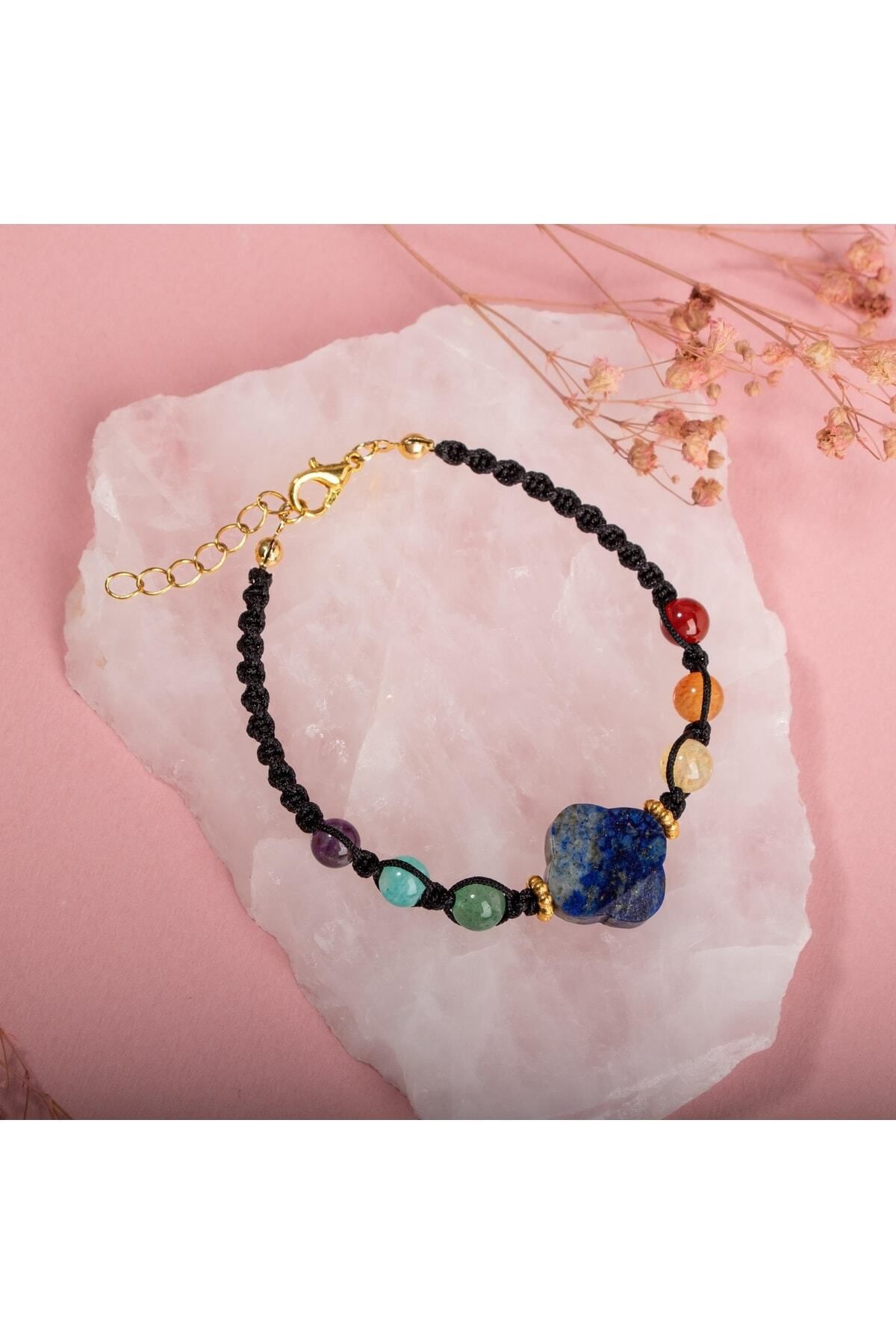 OSMANLI DOĞAL TAŞ-Chakra Amazonite Karnelyan Agate-green Aventurine-lapis-citrine-amethyst-red Agate Natural Stone Bracelet 7