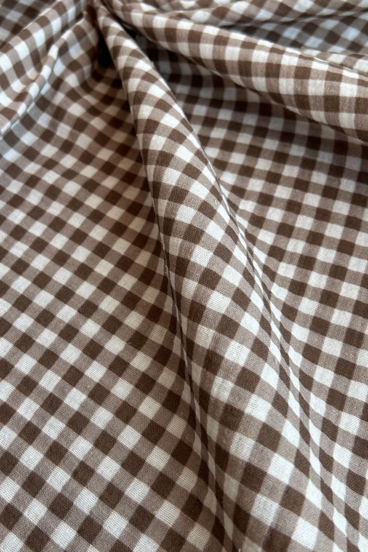 Doray Kumaş-Gingham Patterned Double Layer Cotton Muslin Fabric / Dry 161 4